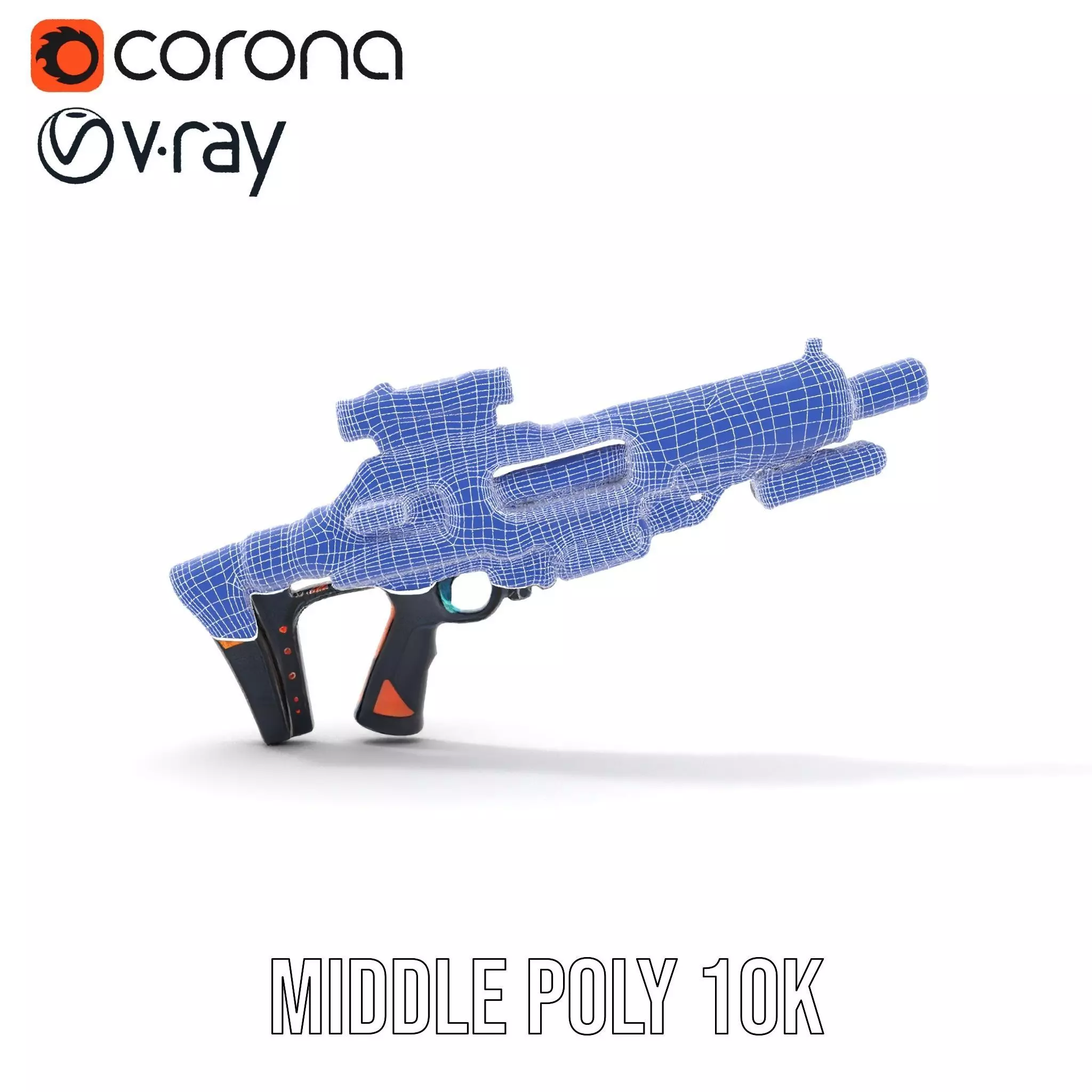 Neon Blaster Rifle model pack Low-poly 3D model_5