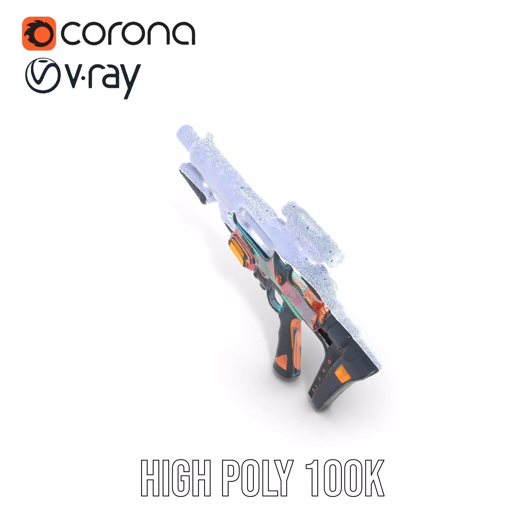 Neon Blaster Rifle model pack Low-poly 3D model_25