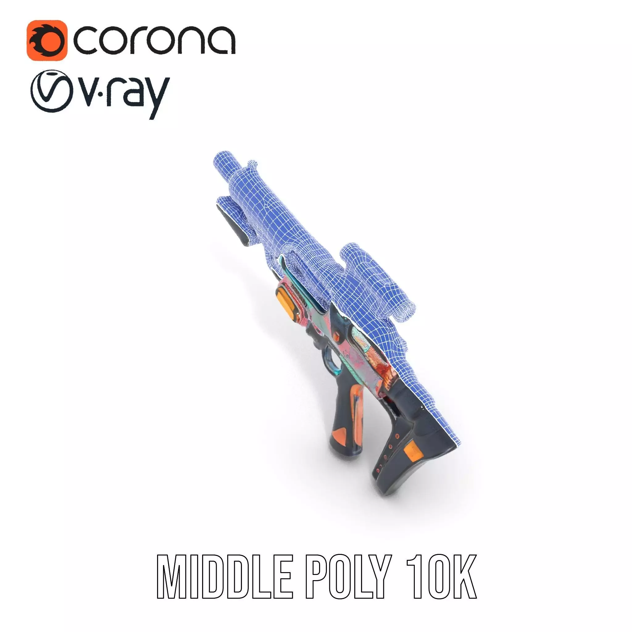 Neon Blaster Rifle model pack Low-poly 3D model_18