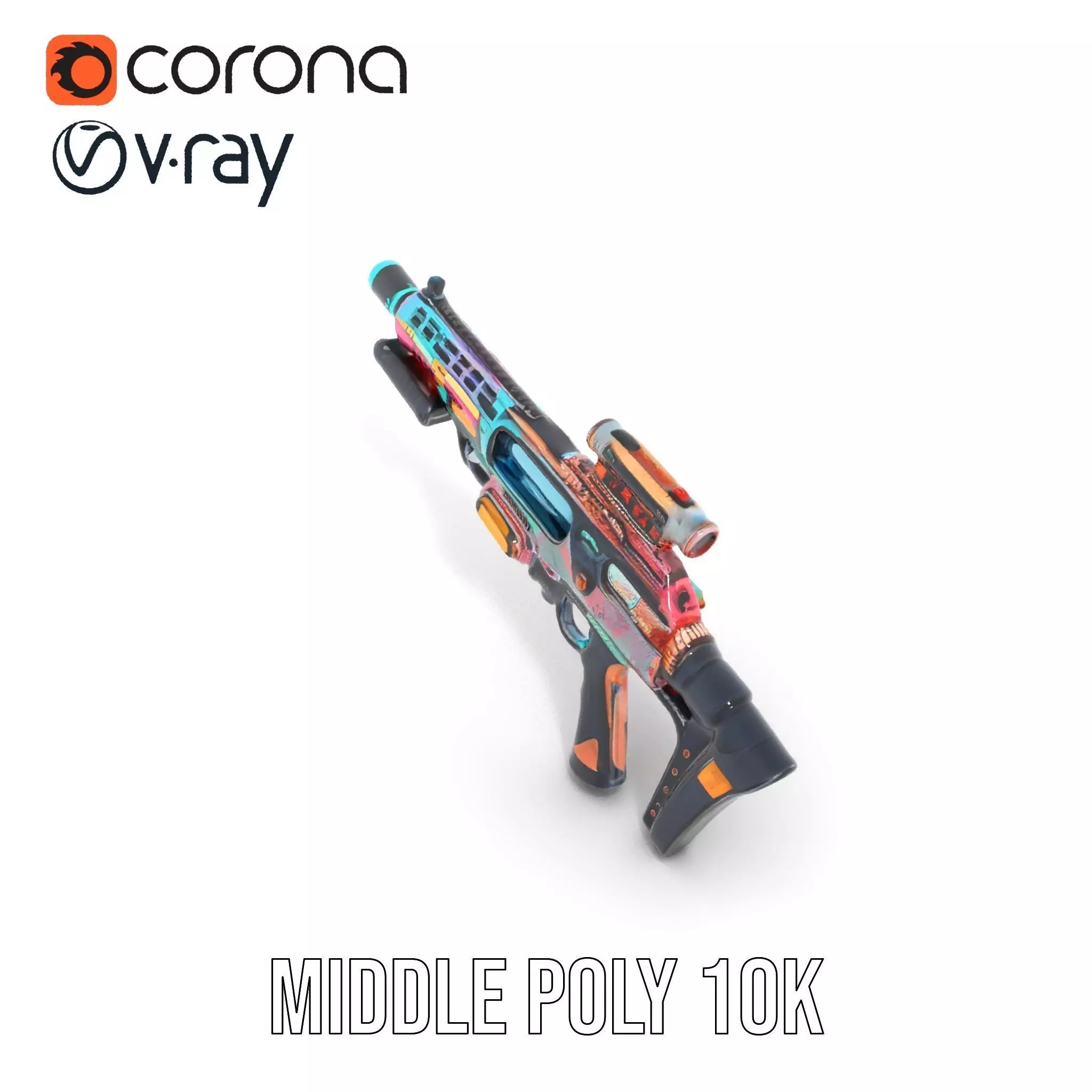 Neon Blaster Rifle model pack Low-poly 3D model_15