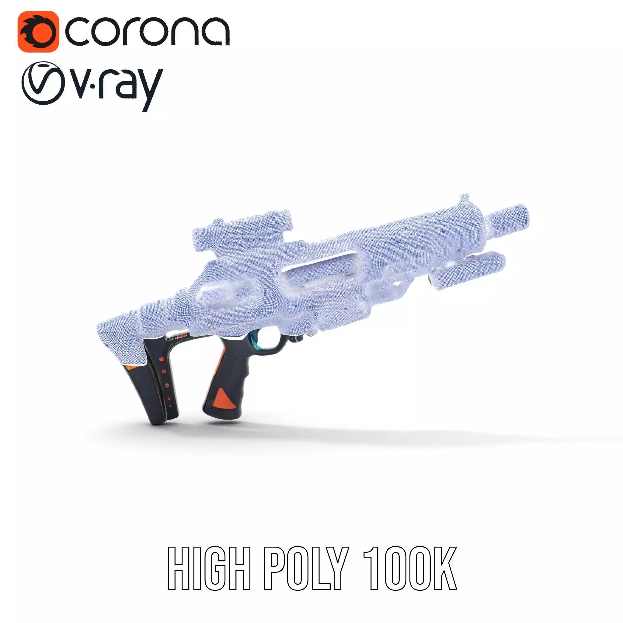 Neon Blaster Rifle model pack Low-poly 3D model_31