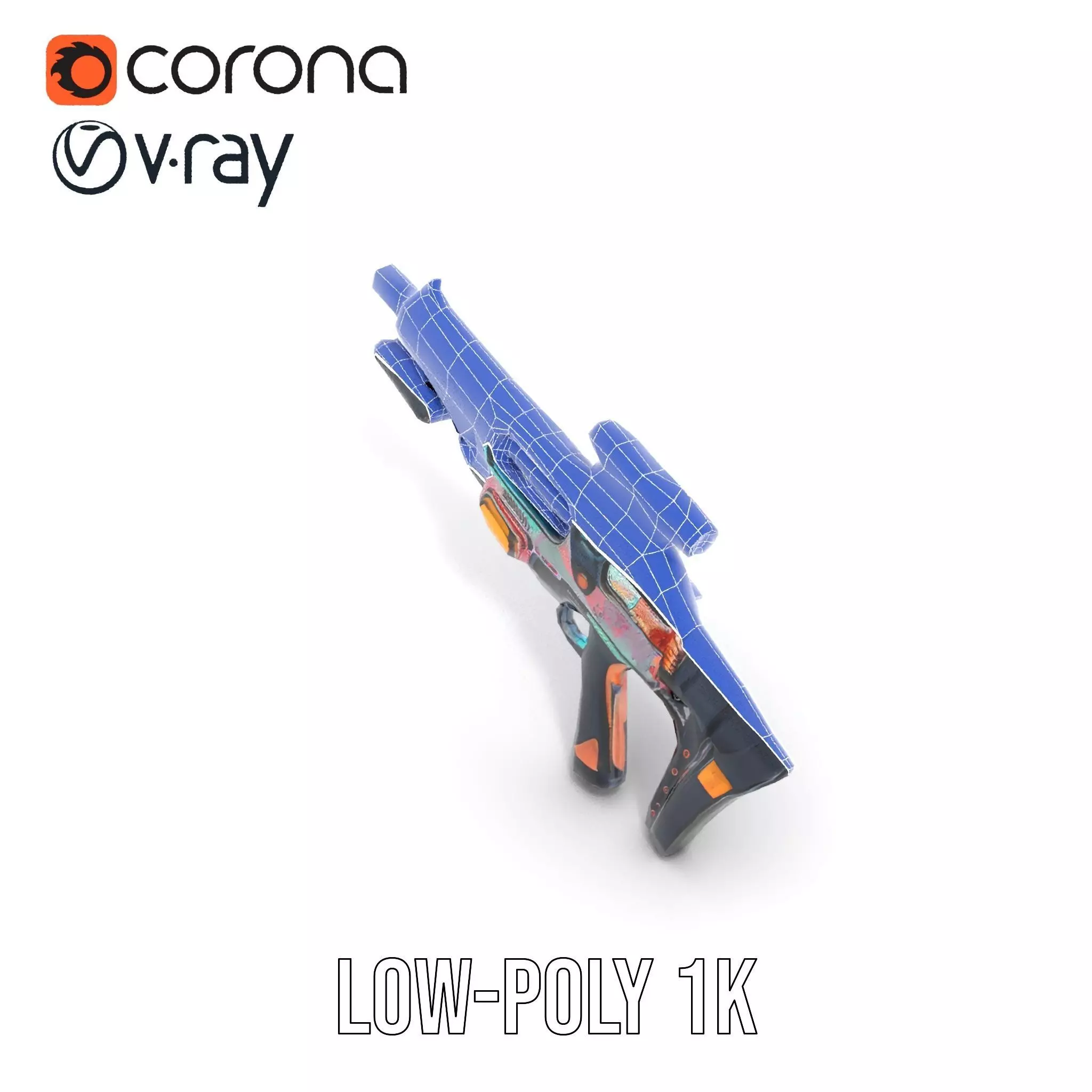 Neon Blaster Rifle model pack Low-poly 3D model_16