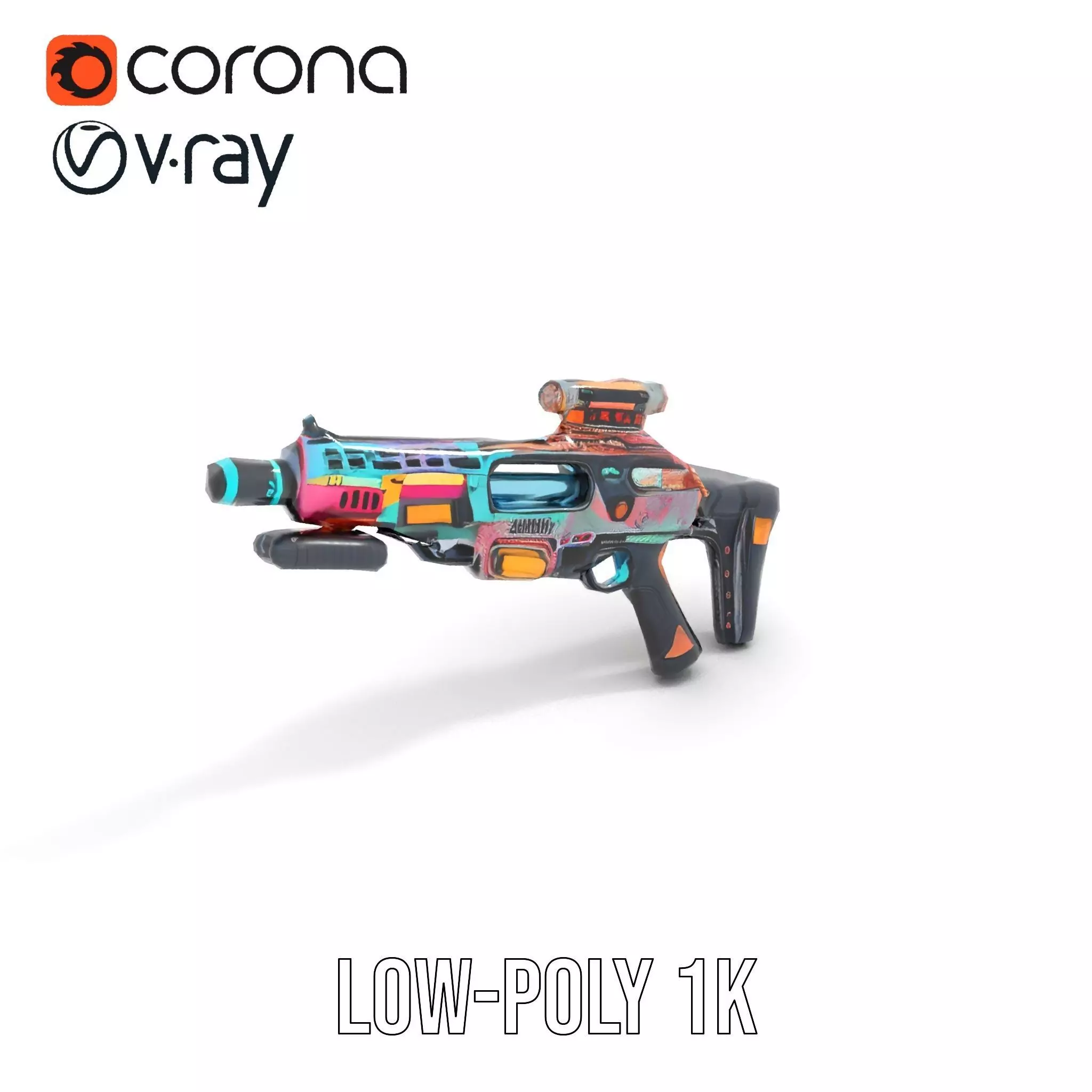 Neon Blaster Rifle model pack Low-poly 3D model_7