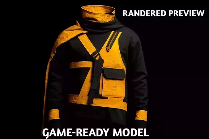 Embroidered Utility Scarf Pullover Realistic 3D Model