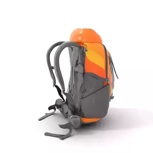 Orange Trek Backpack model pack Low-poly 3D model