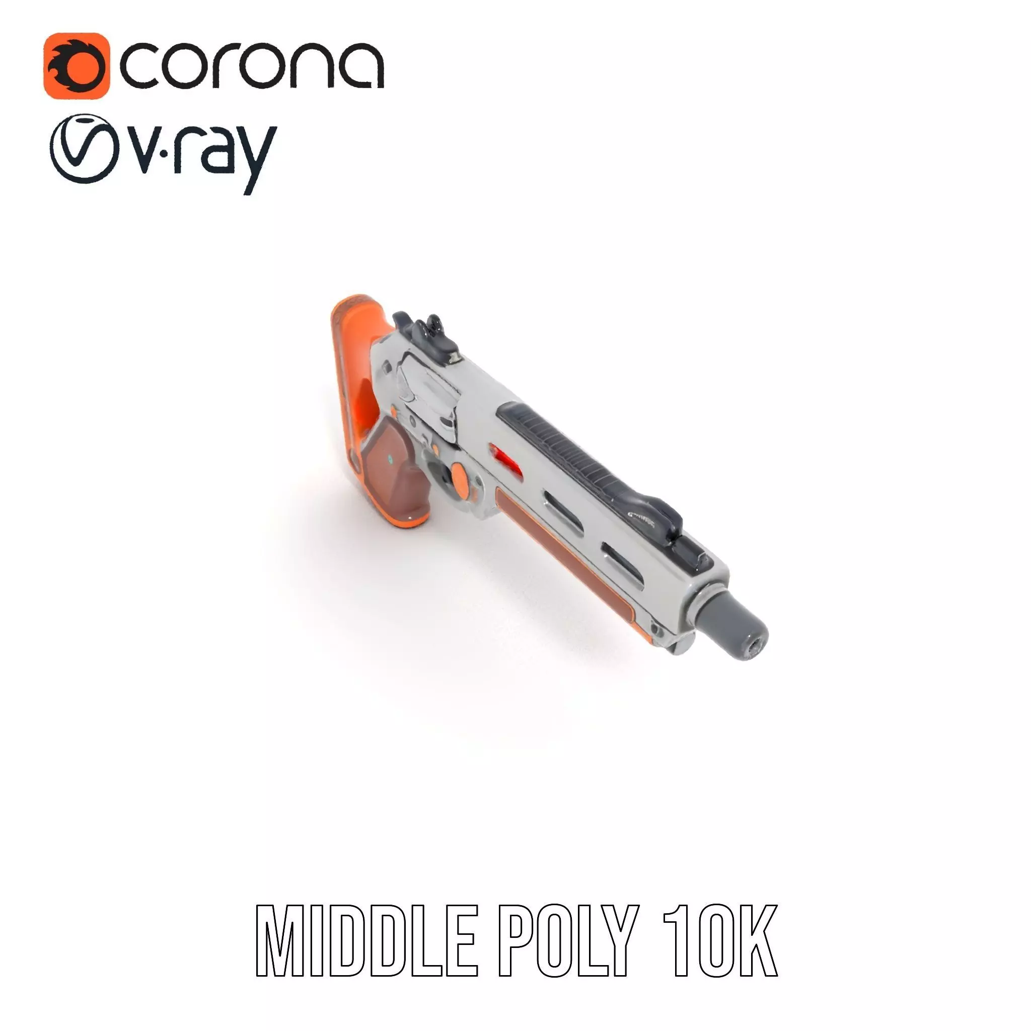 Modern Orange Blaster model pack Low-poly 3D model_5