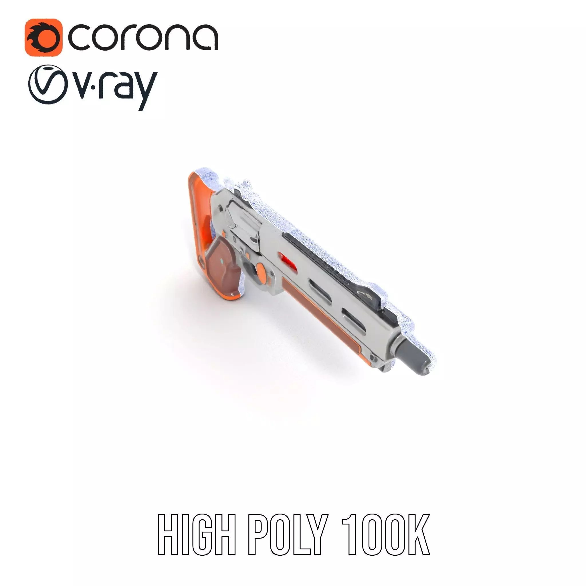 Modern Orange Blaster model pack Low-poly 3D model_33