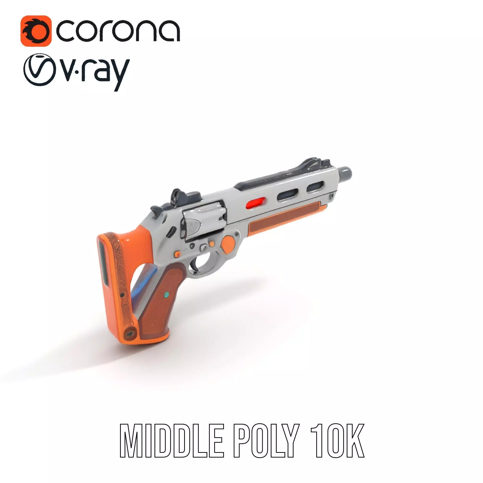 Modern Orange Blaster model pack Low-poly 3D model_6