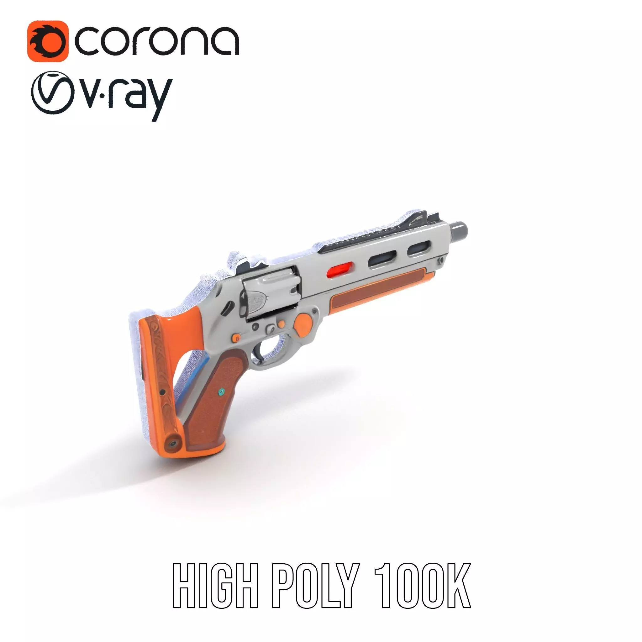 Modern Orange Blaster model pack Low-poly 3D model_31