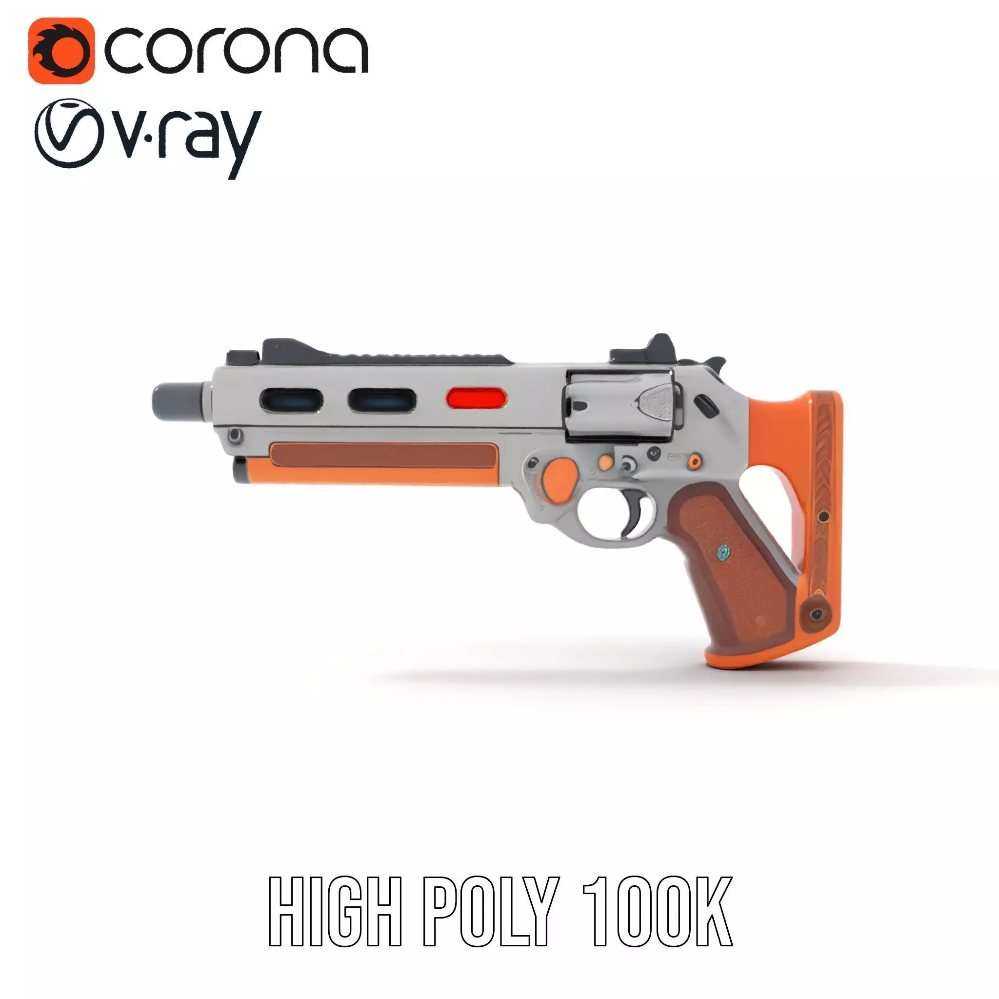 Modern Orange Blaster model pack Low-poly 3D model_23