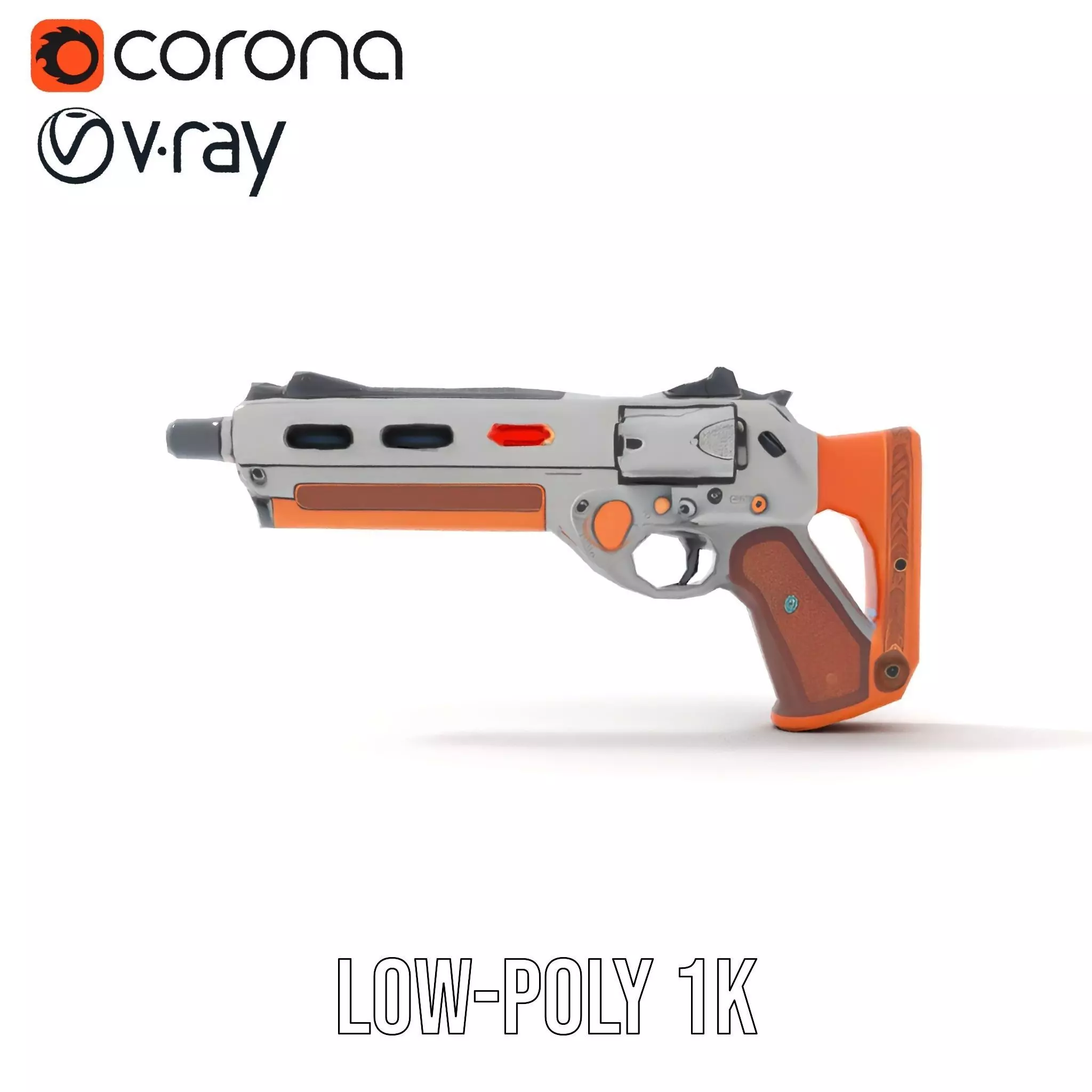 Modern Orange Blaster model pack Low-poly 3D model_14