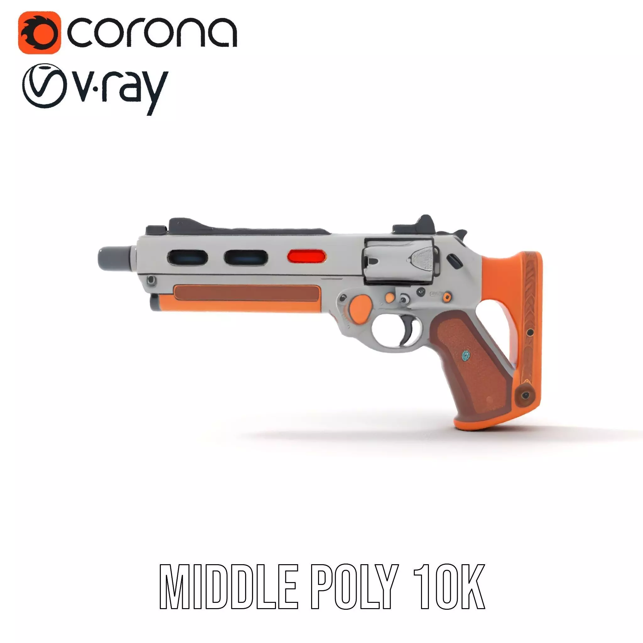 Modern Orange Blaster model pack Low-poly 3D model_13