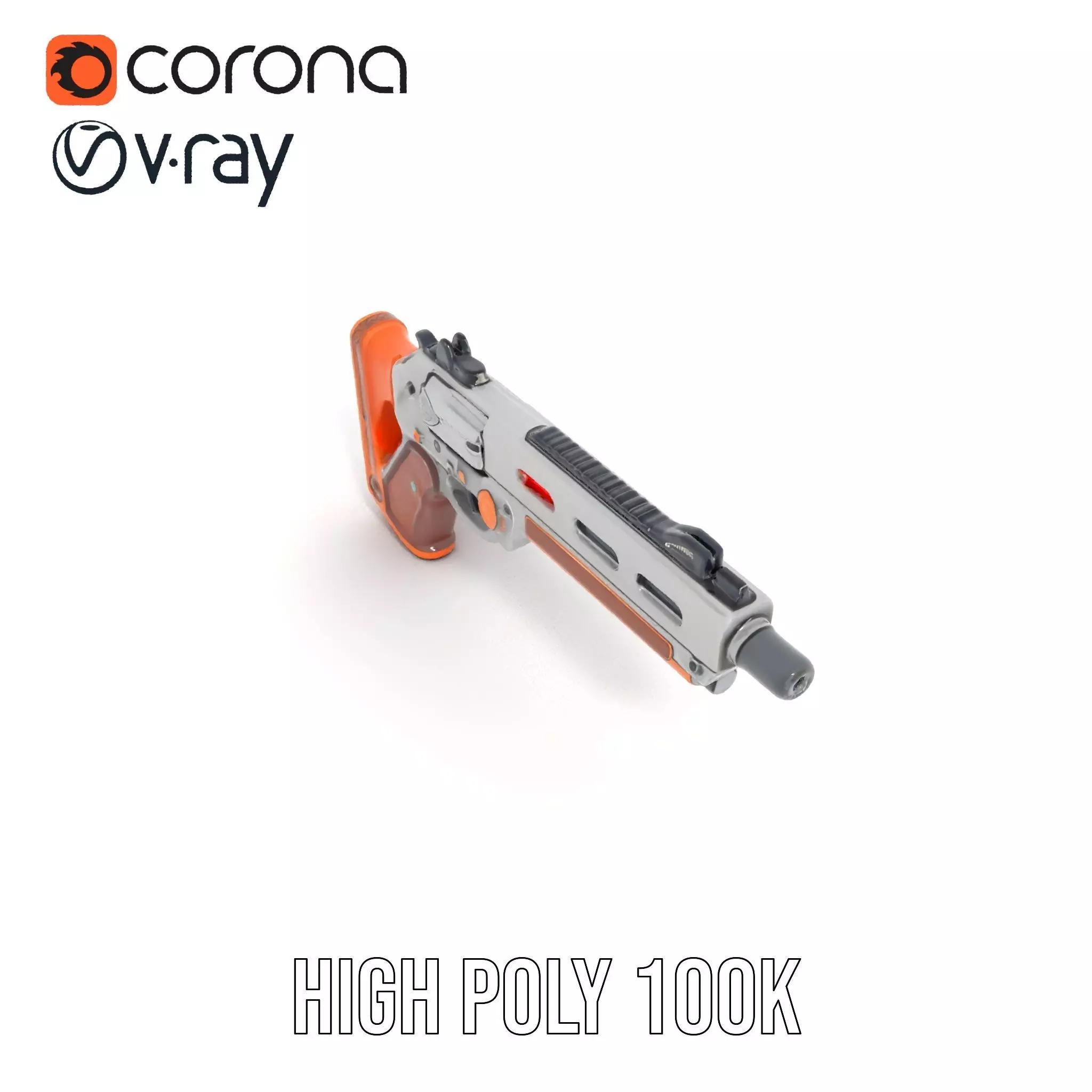 Modern Orange Blaster model pack Low-poly 3D model_28