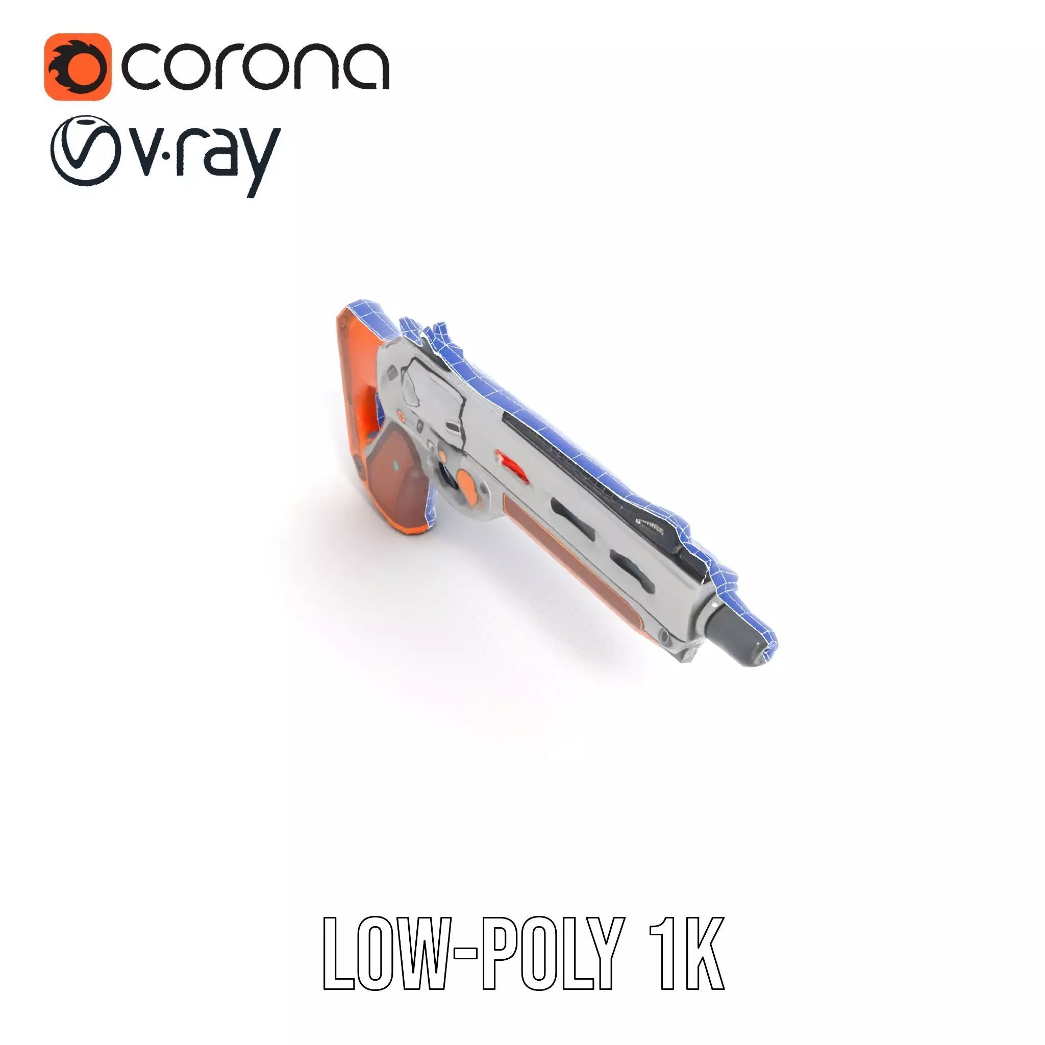 Modern Orange Blaster model pack Low-poly 3D model_20