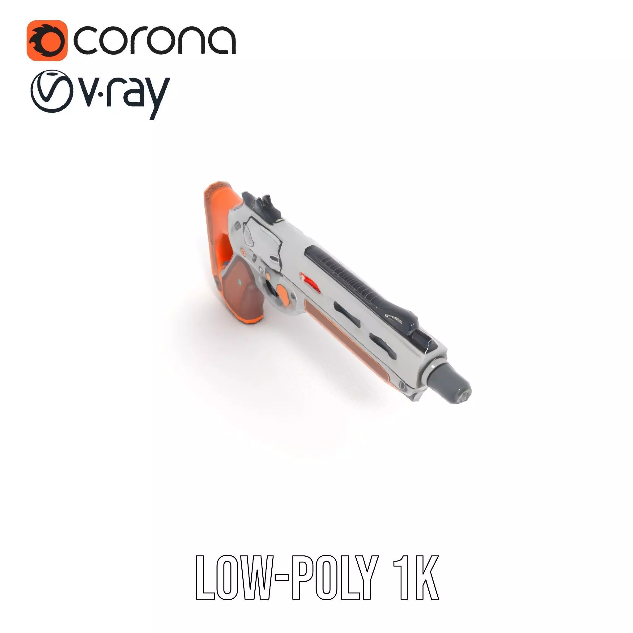 Modern Orange Blaster model pack Low-poly 3D model_7