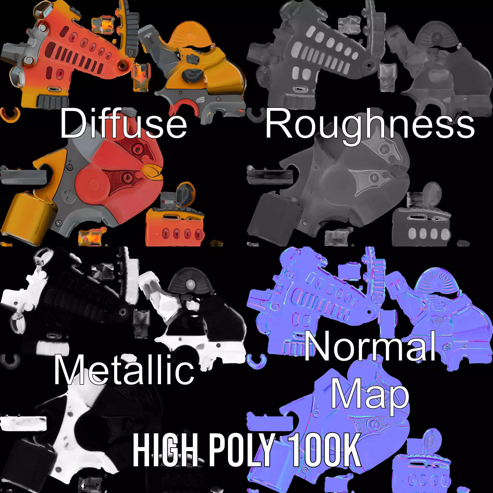 Vibrant Toy Blaster model pack Low-poly 3D model_3