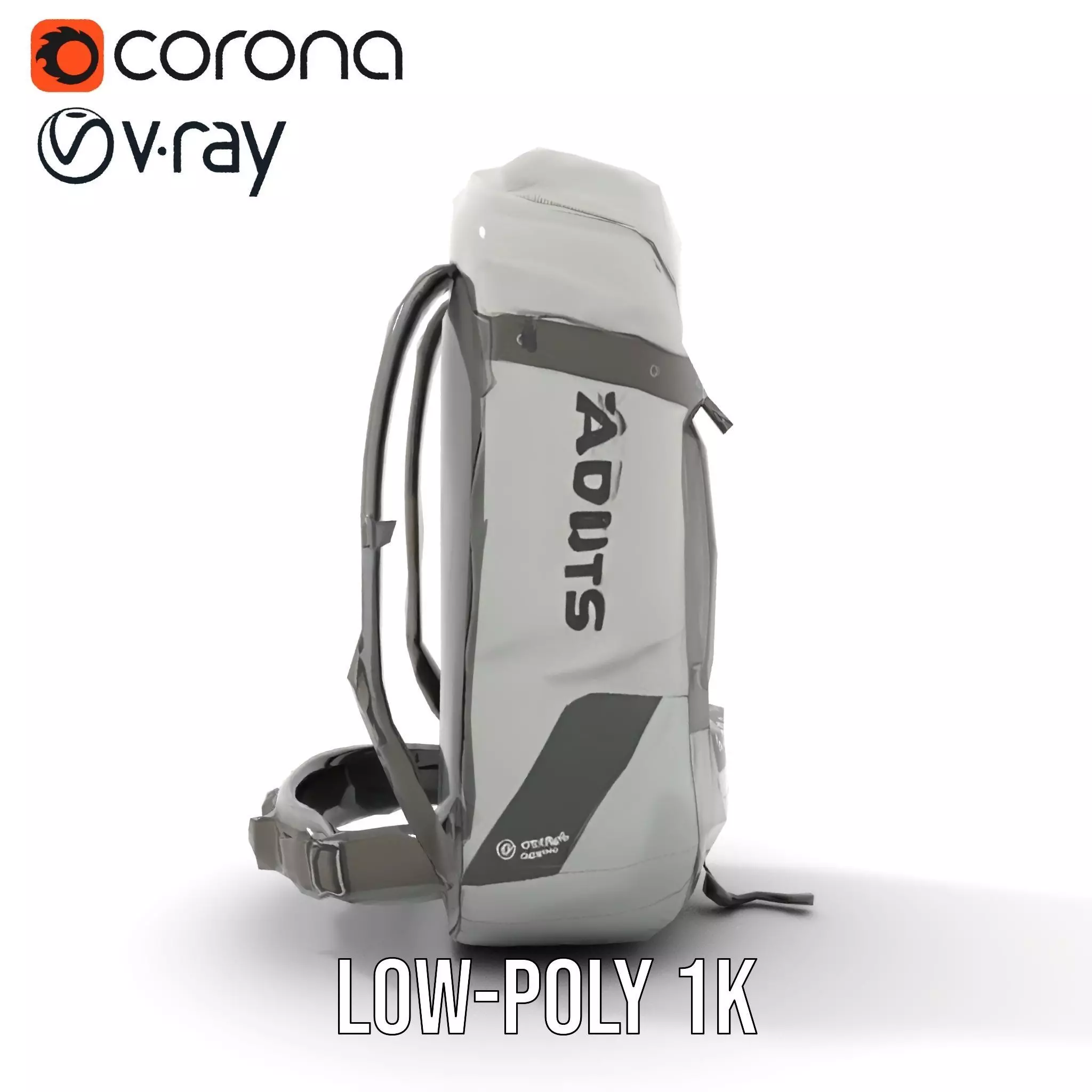 Gray Adventure Backpack model pack Low-poly 3D model_12