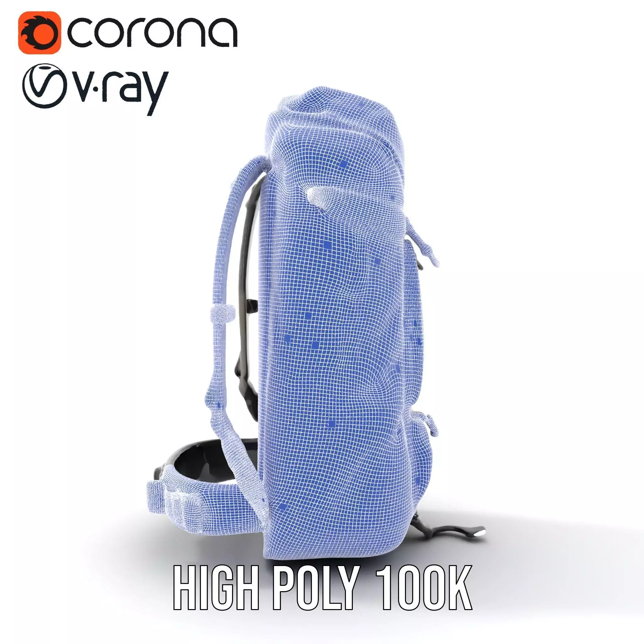 Gray Adventure Backpack model pack Low-poly 3D model_32