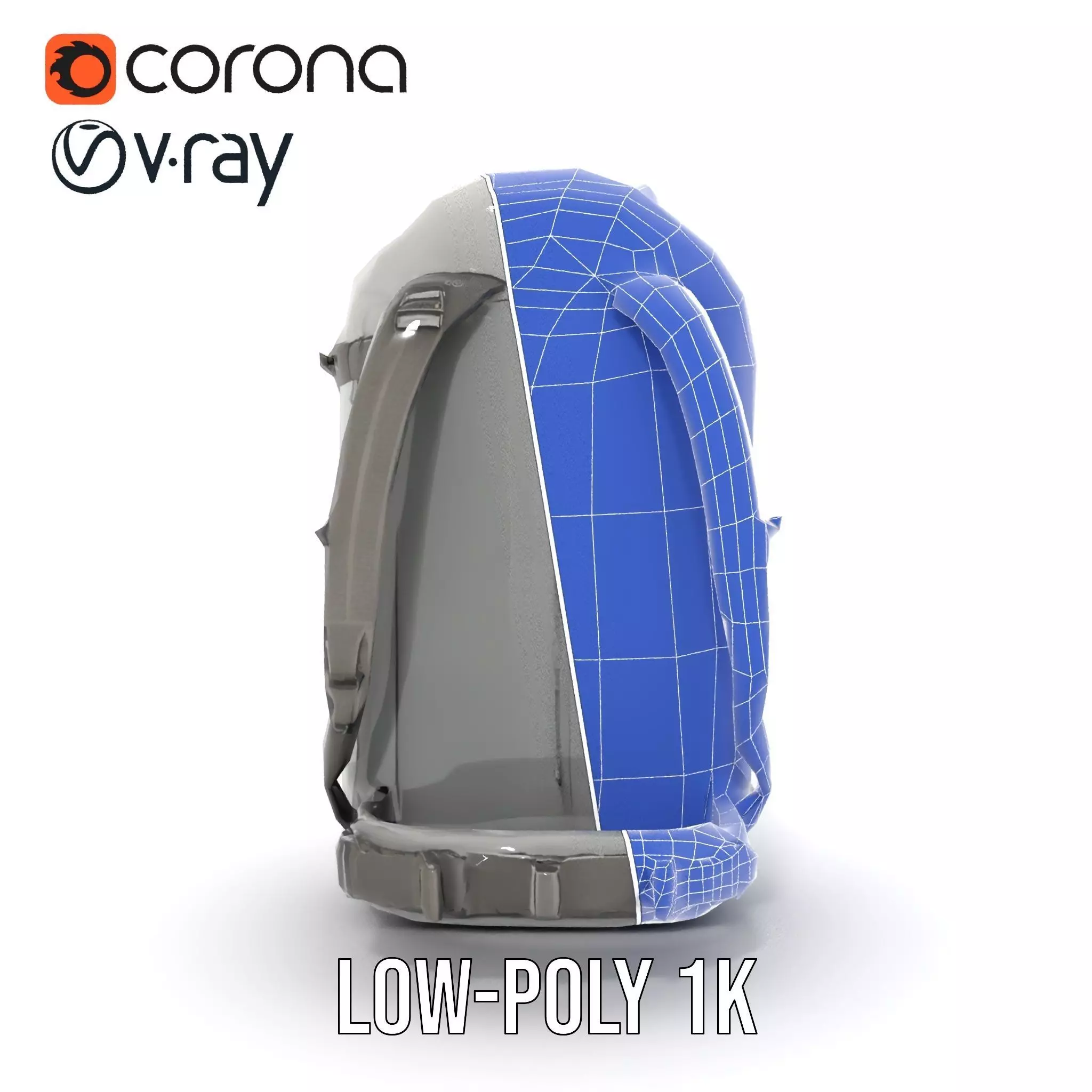 Gray Adventure Backpack model pack Low-poly 3D model_20