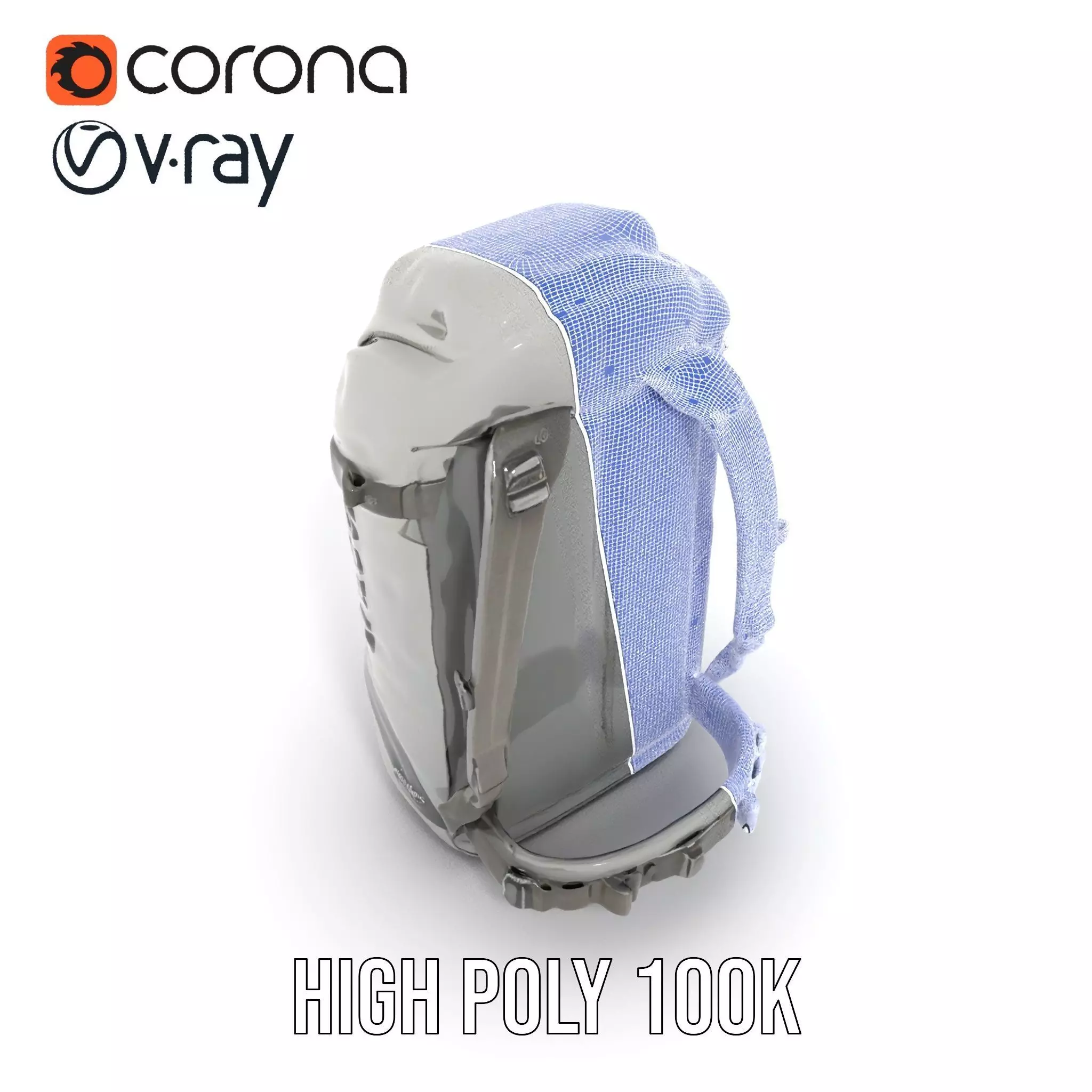 Gray Adventure Backpack model pack Low-poly 3D model_29