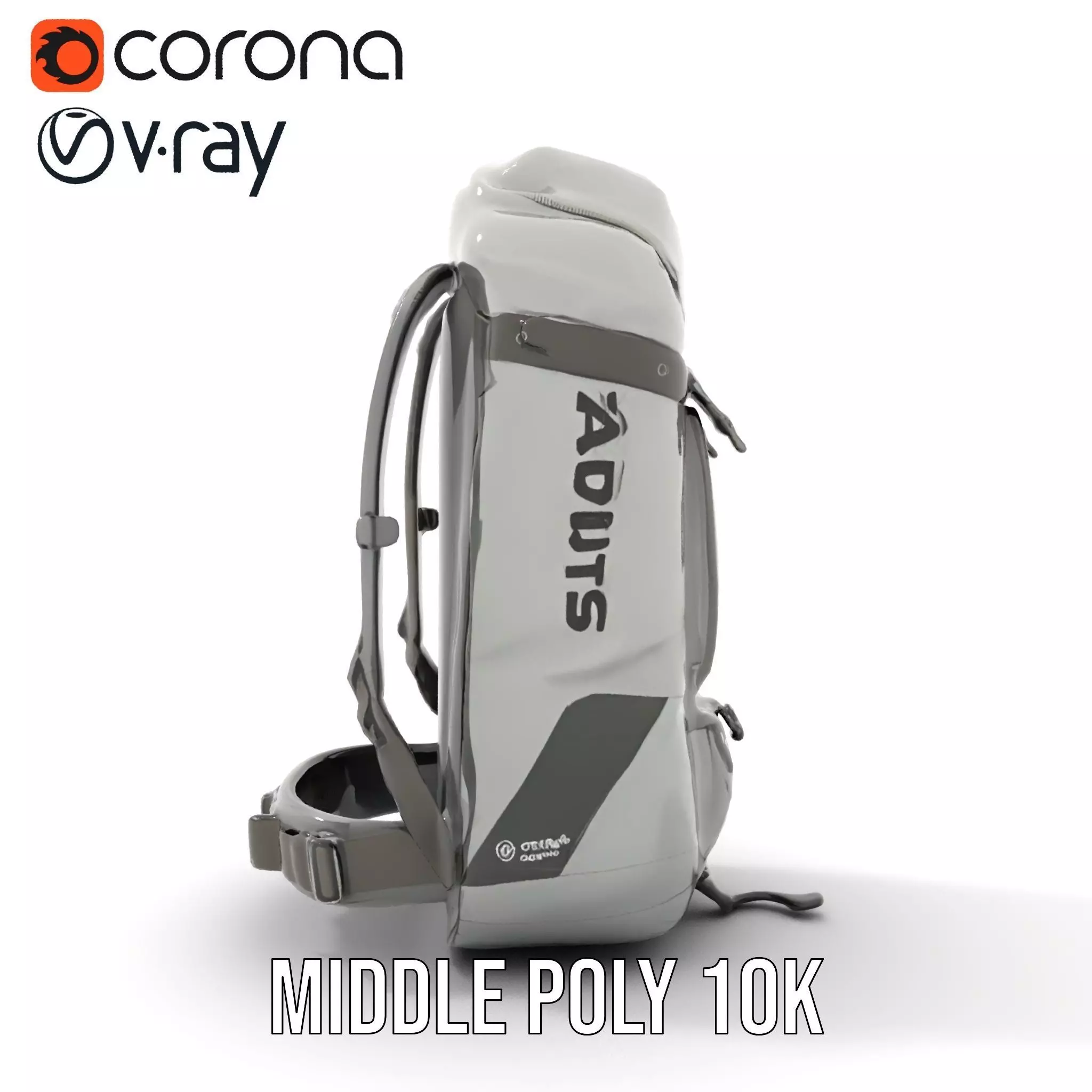 Gray Adventure Backpack model pack Low-poly 3D model_11