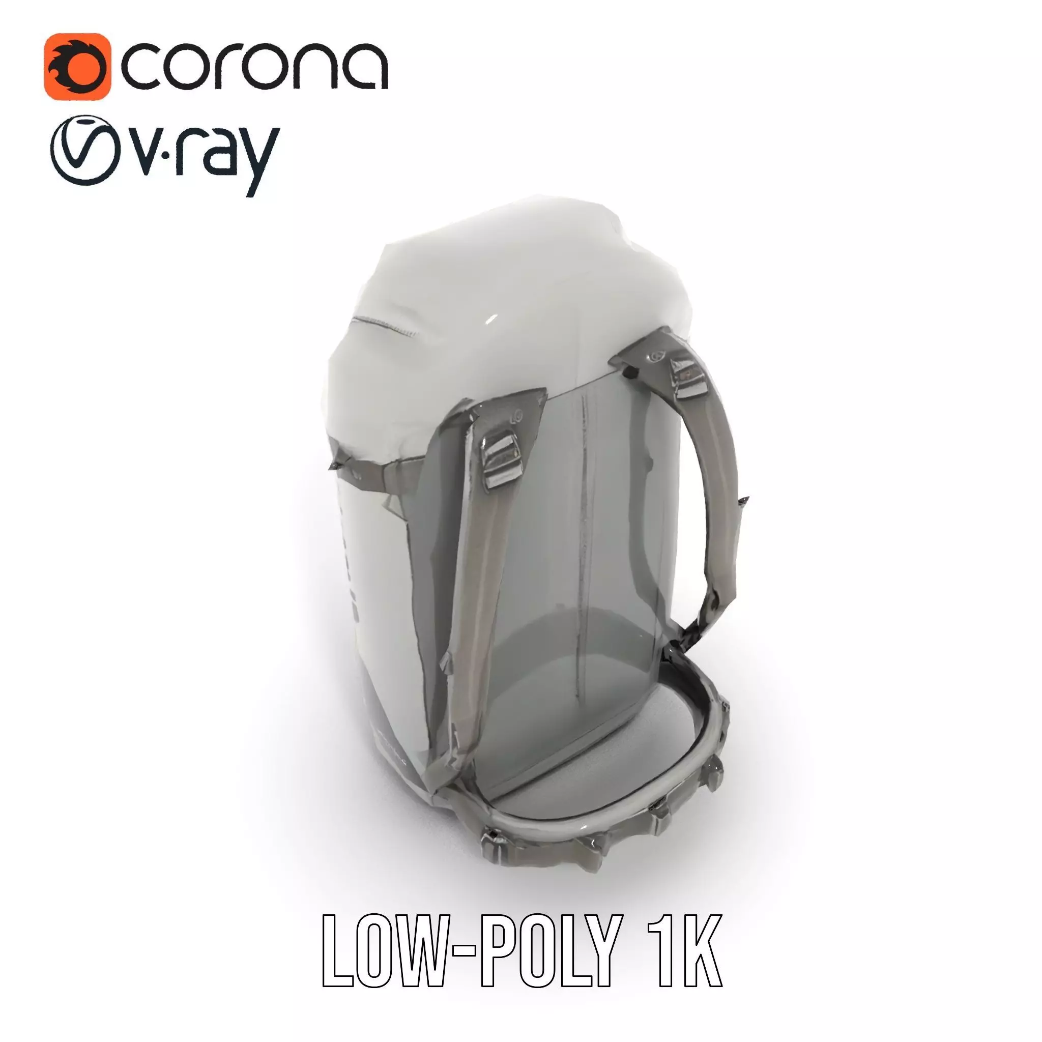 Gray Adventure Backpack model pack Low-poly 3D model_9