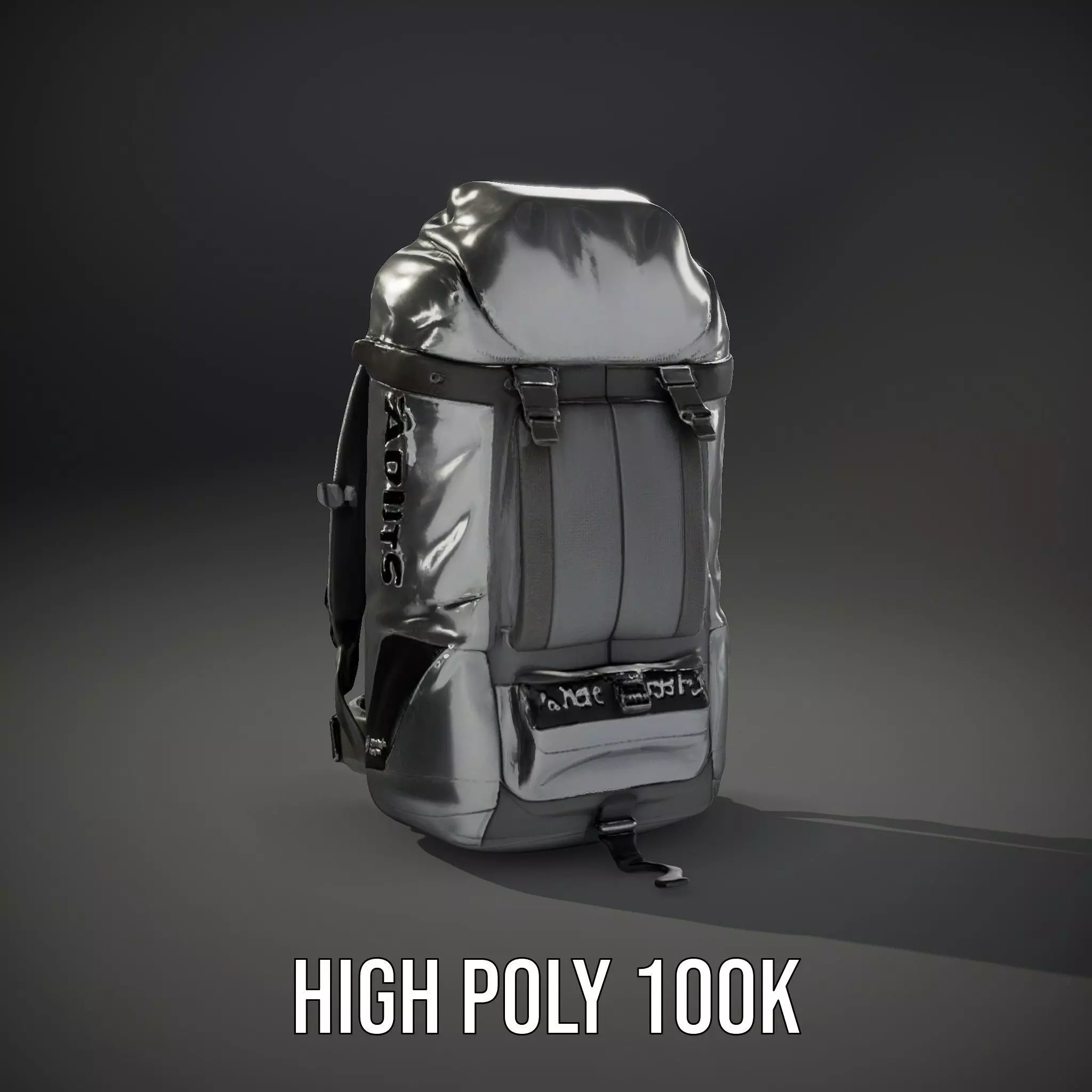 Gray Adventure Backpack model pack Low-poly 3D model_10