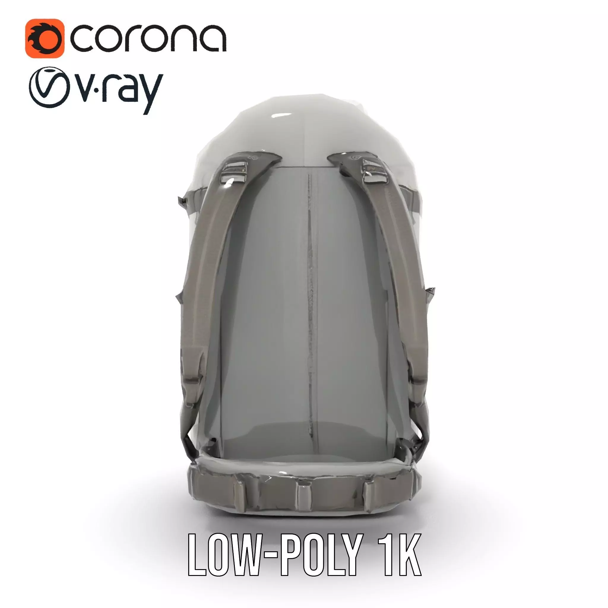 Gray Adventure Backpack model pack Low-poly 3D model_14