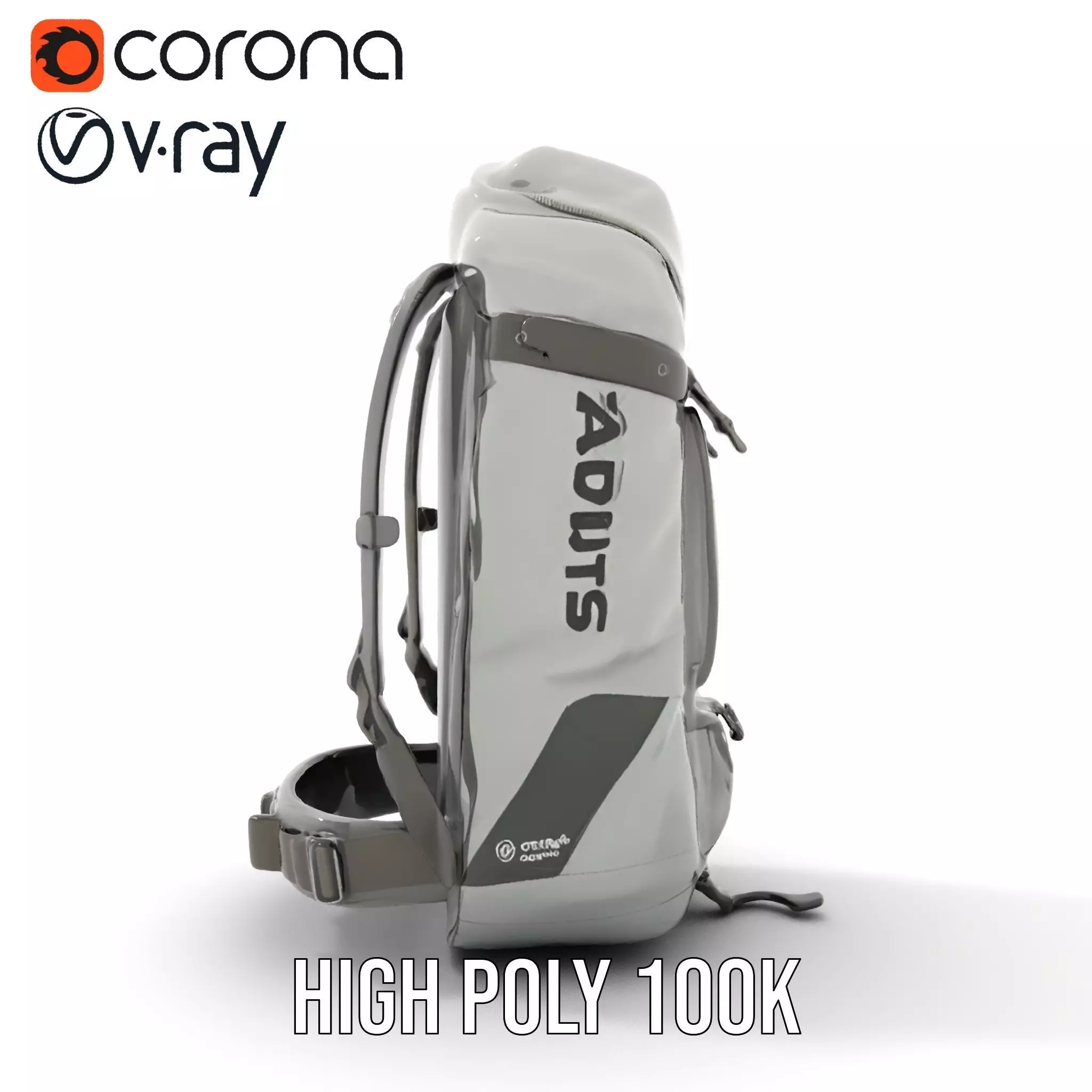 Gray Adventure Backpack model pack Low-poly 3D model_21