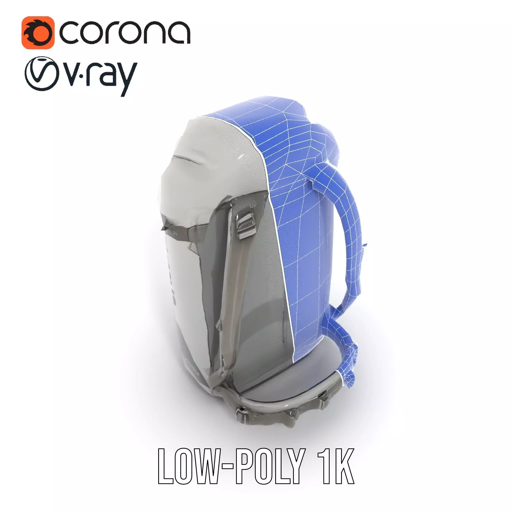 Gray Adventure Backpack model pack Low-poly 3D model_25