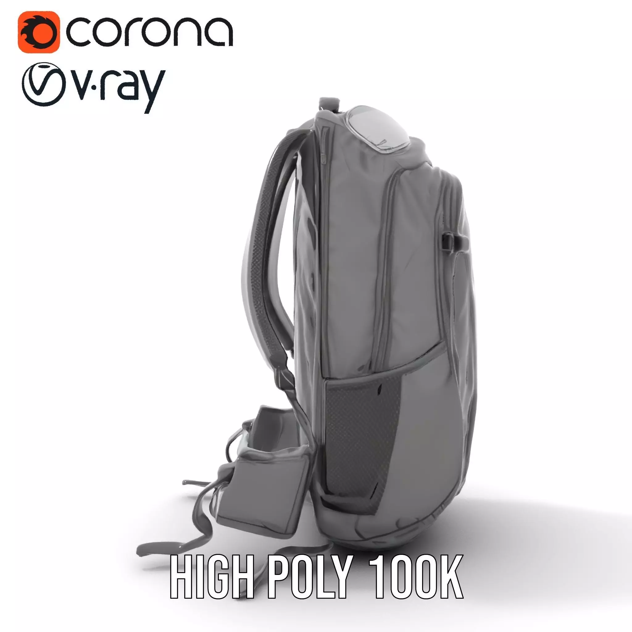 Black Tactical Backpack model pack Low-poly 3D model_21