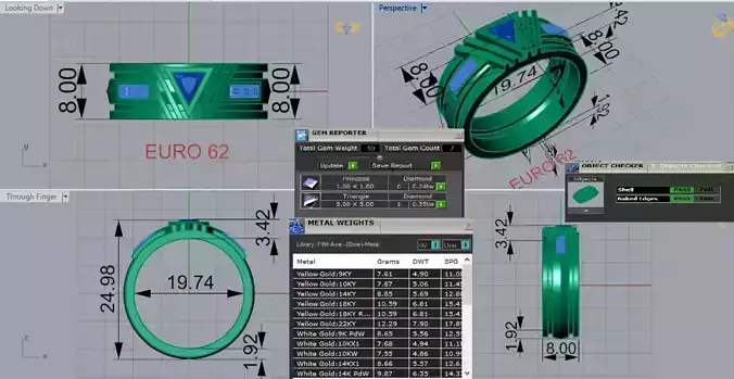 Man Yellow Gold Ring with Black Triangular Stone Model mr0255
