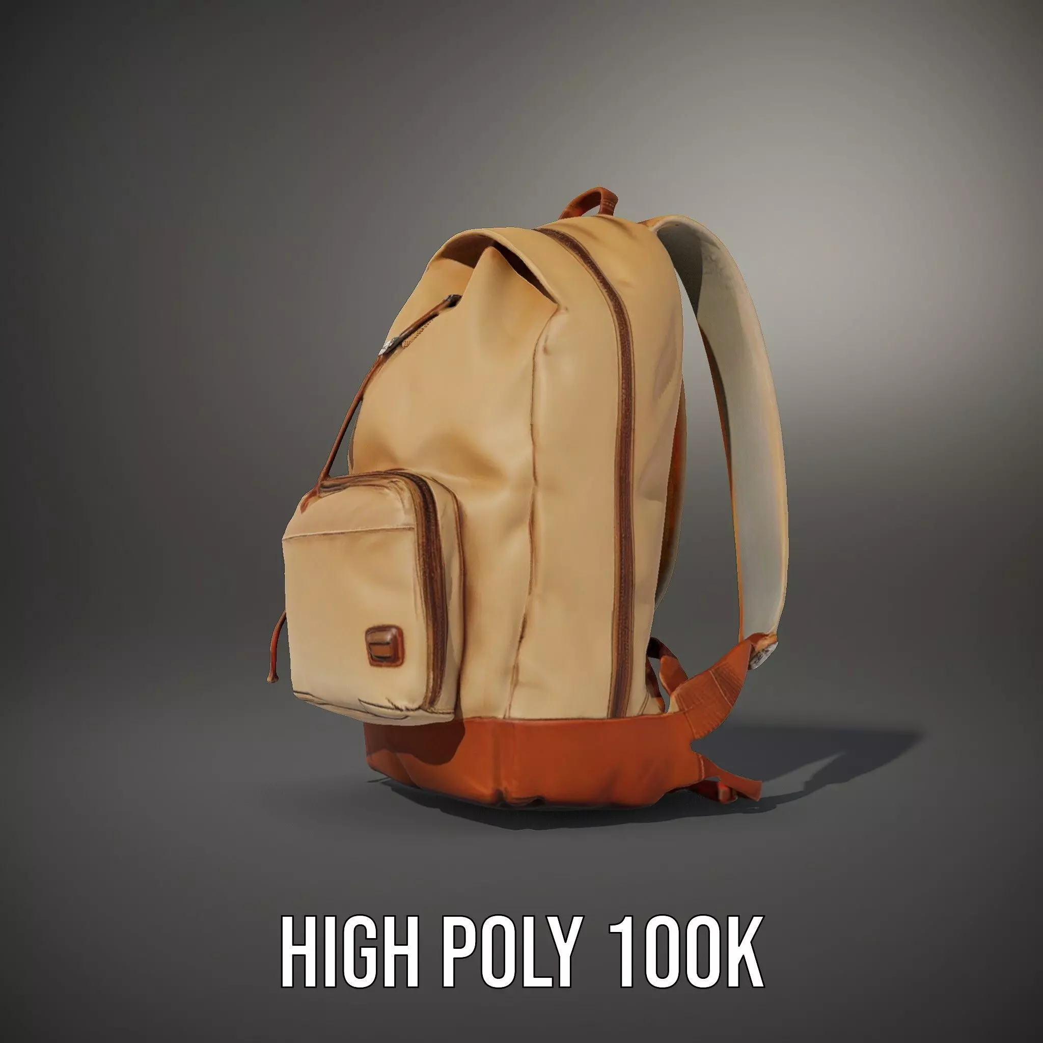 Tan Backpack model pack Low-poly 3D model_31