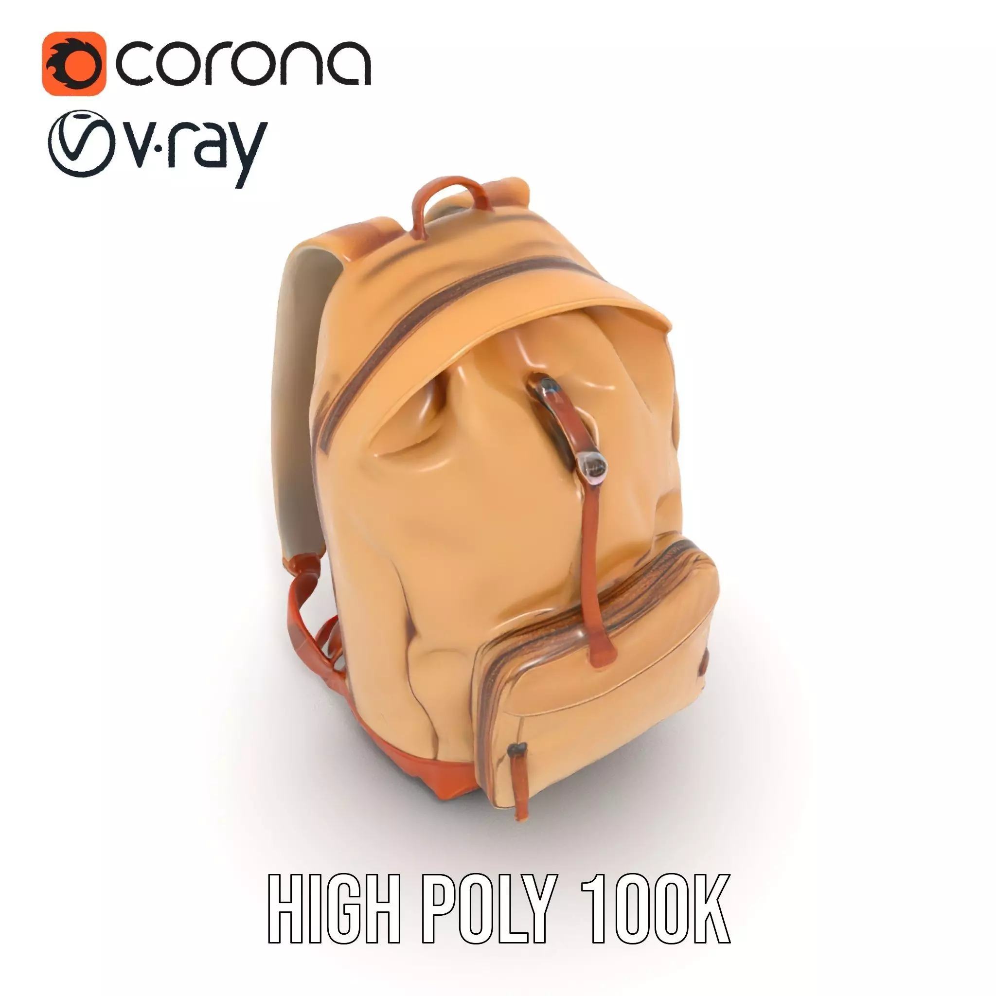 Tan Backpack model pack Low-poly 3D model_14