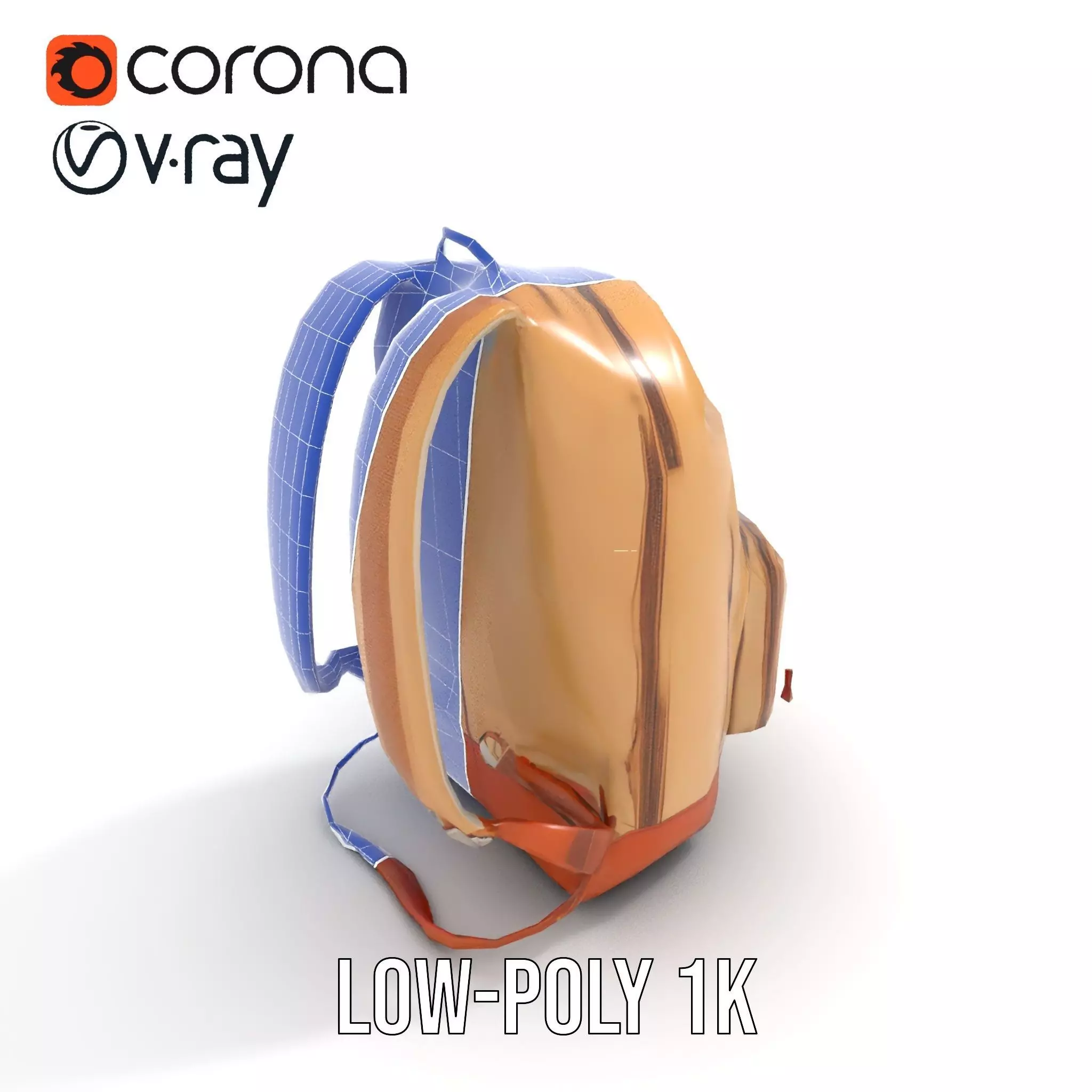 Tan Backpack model pack Low-poly 3D model_11