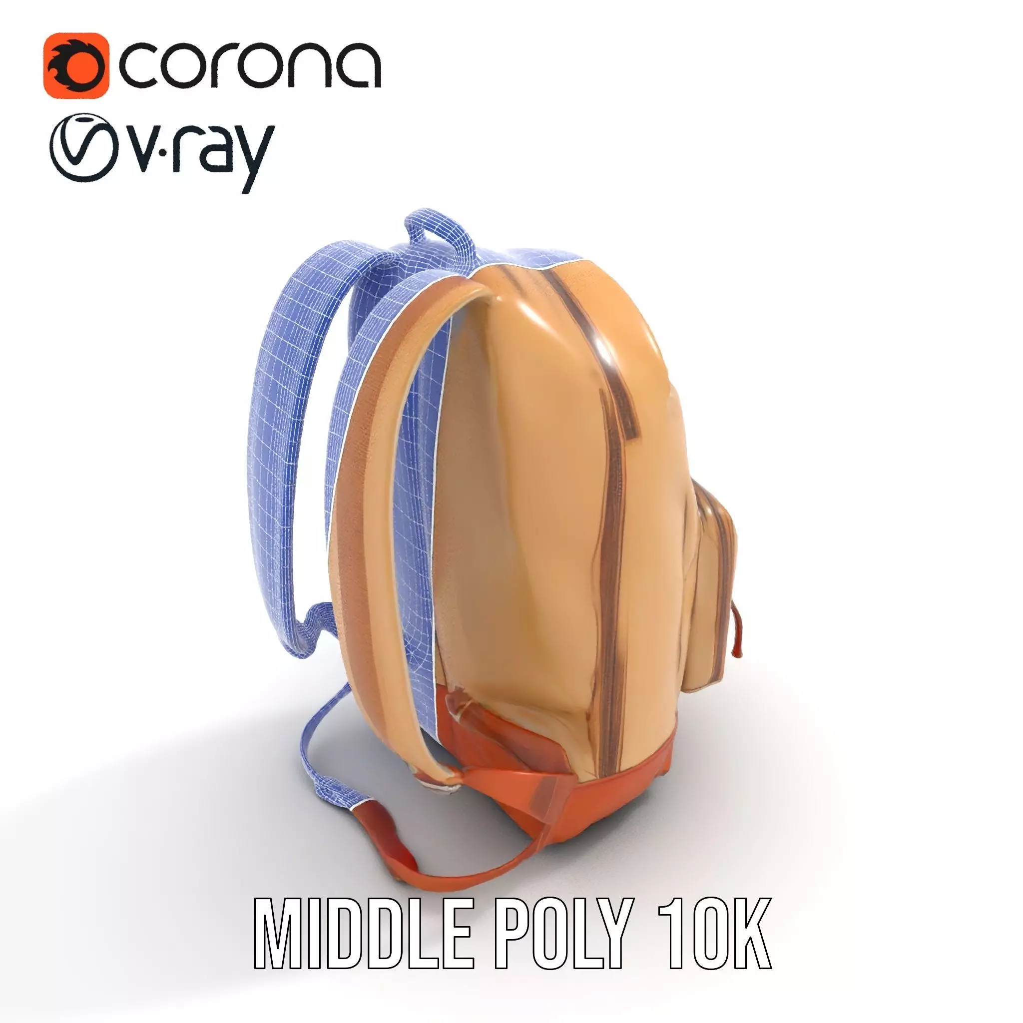 Tan Backpack model pack Low-poly 3D model_5