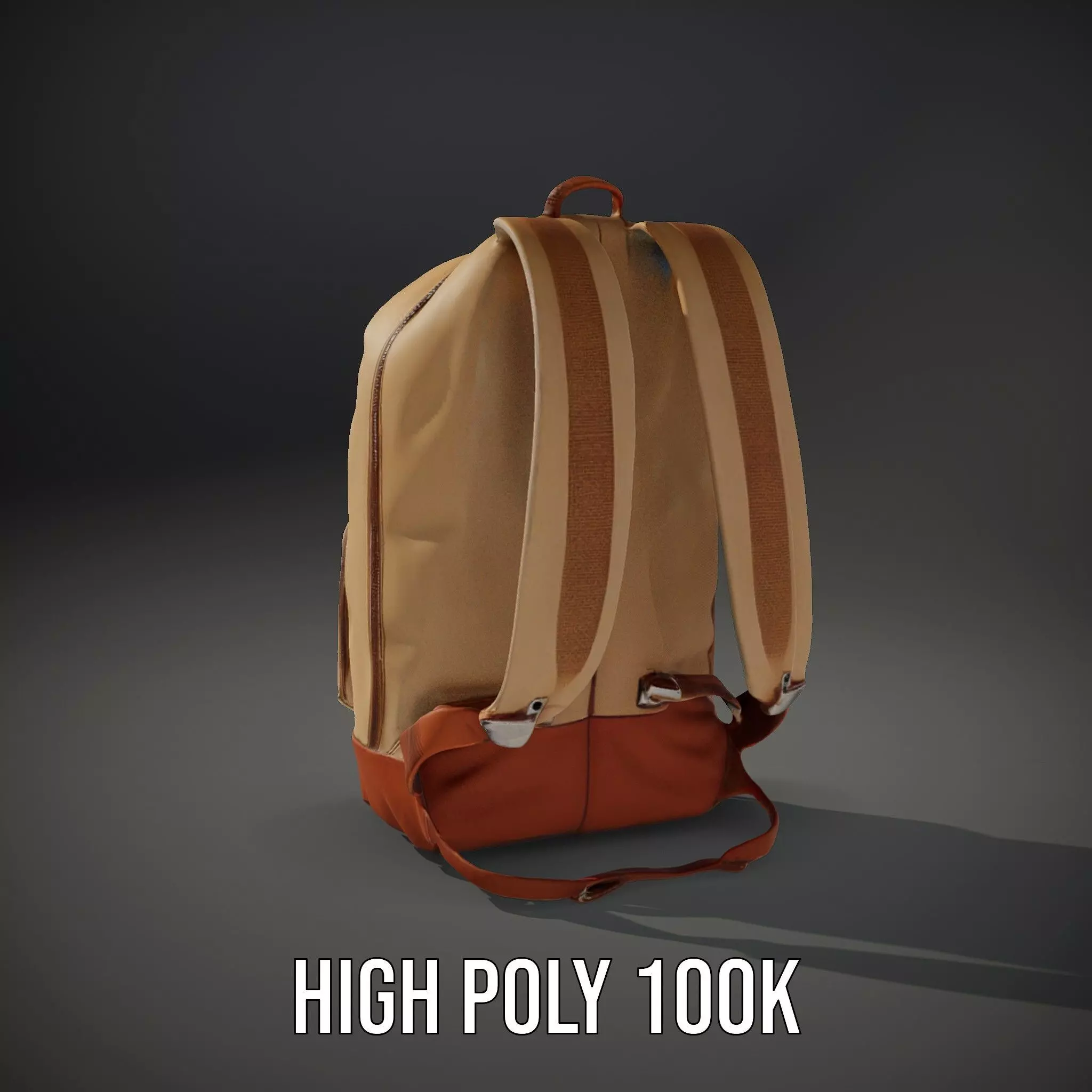 Tan Backpack model pack Low-poly 3D model_19