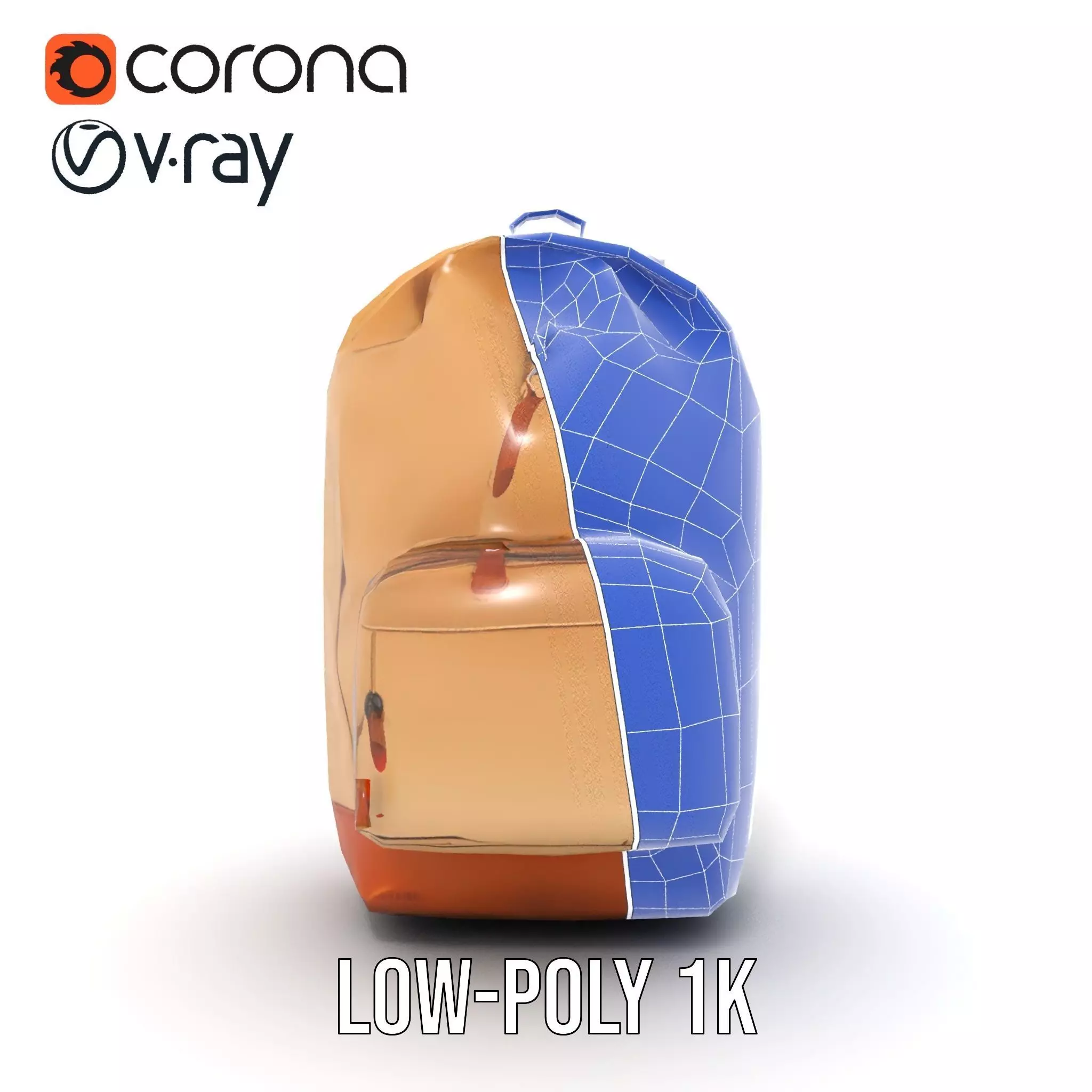 Tan Backpack model pack Low-poly 3D model_16