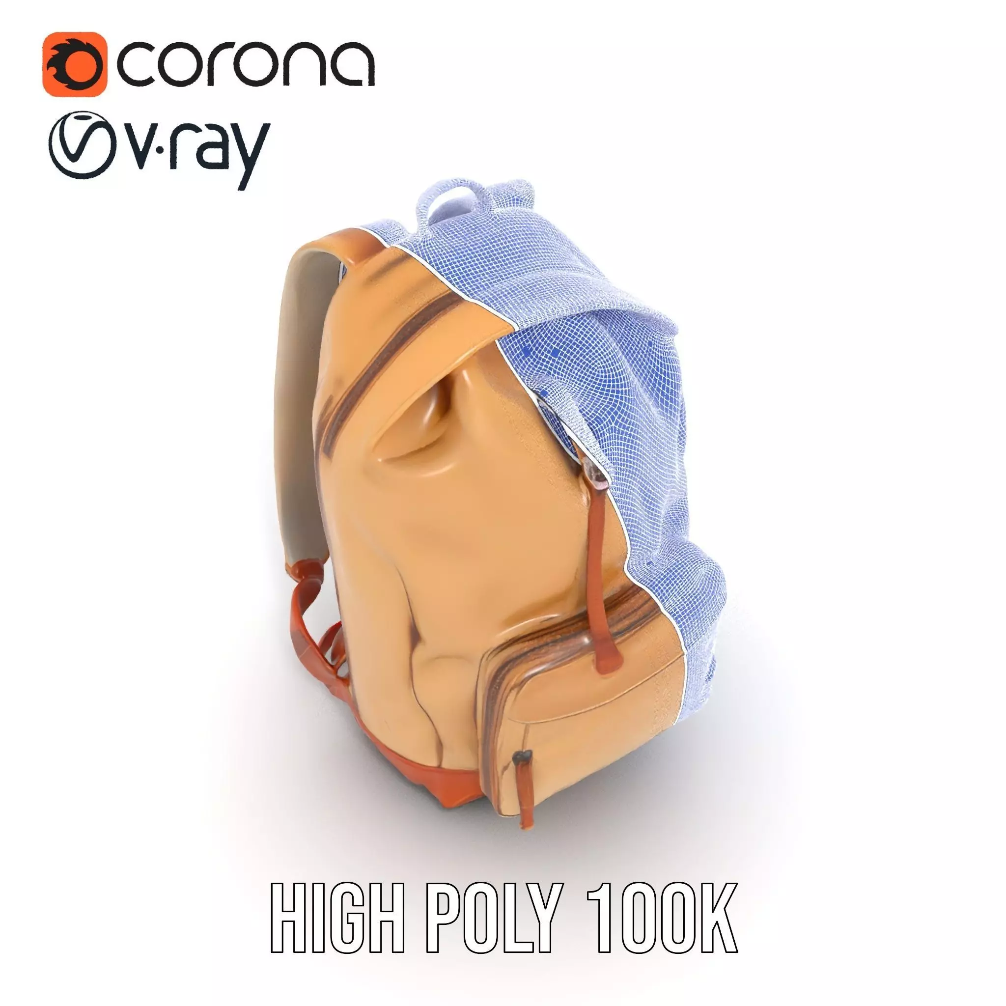 Tan Backpack model pack Low-poly 3D model_33