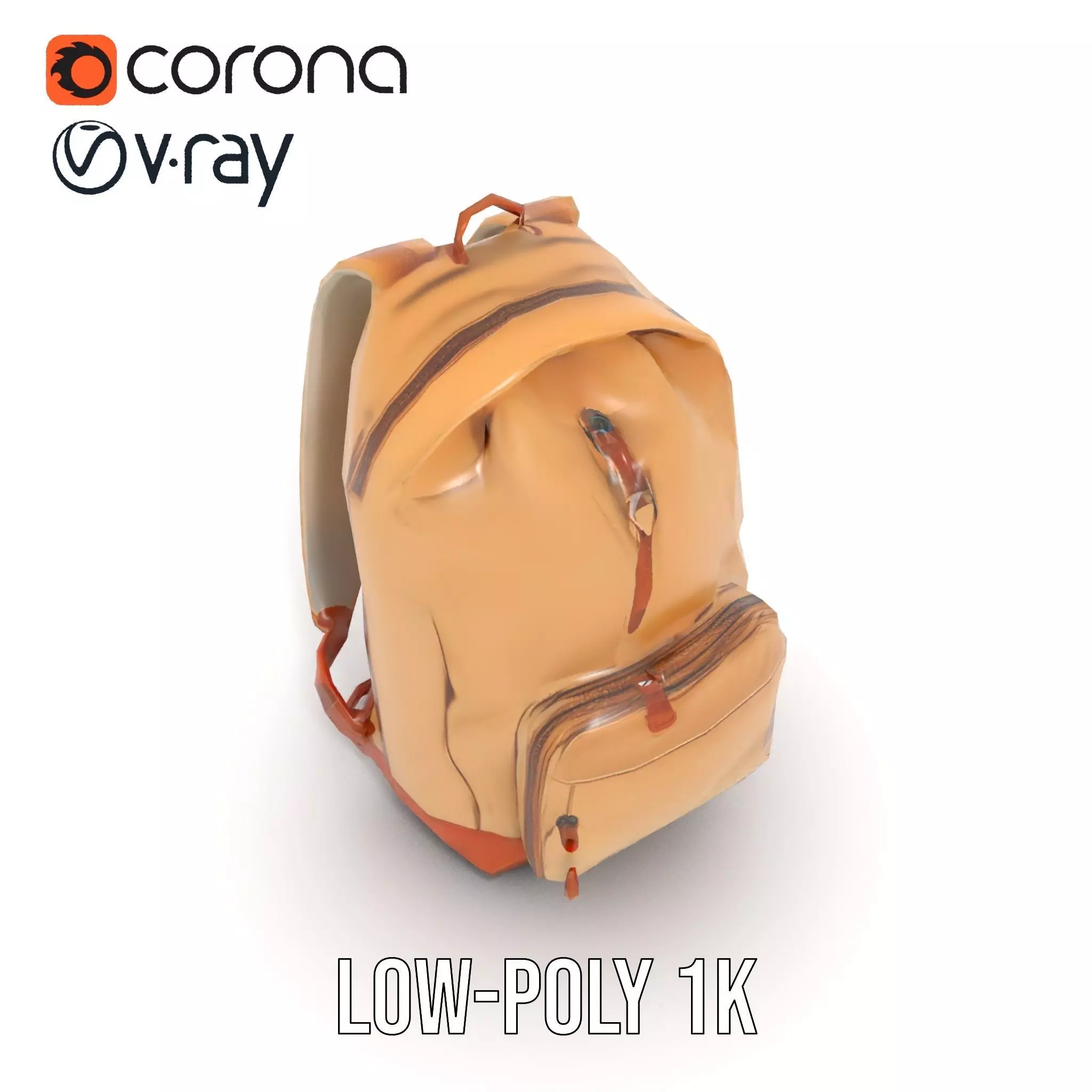 Tan Backpack model pack Low-poly 3D model_27