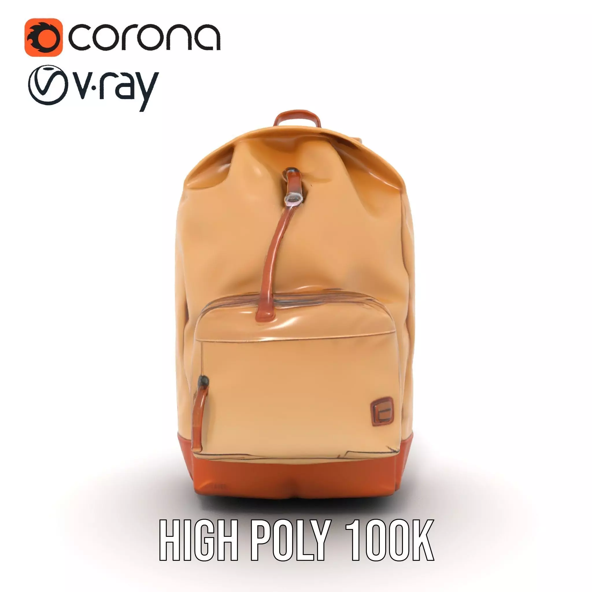 Tan Backpack model pack Low-poly 3D model_25