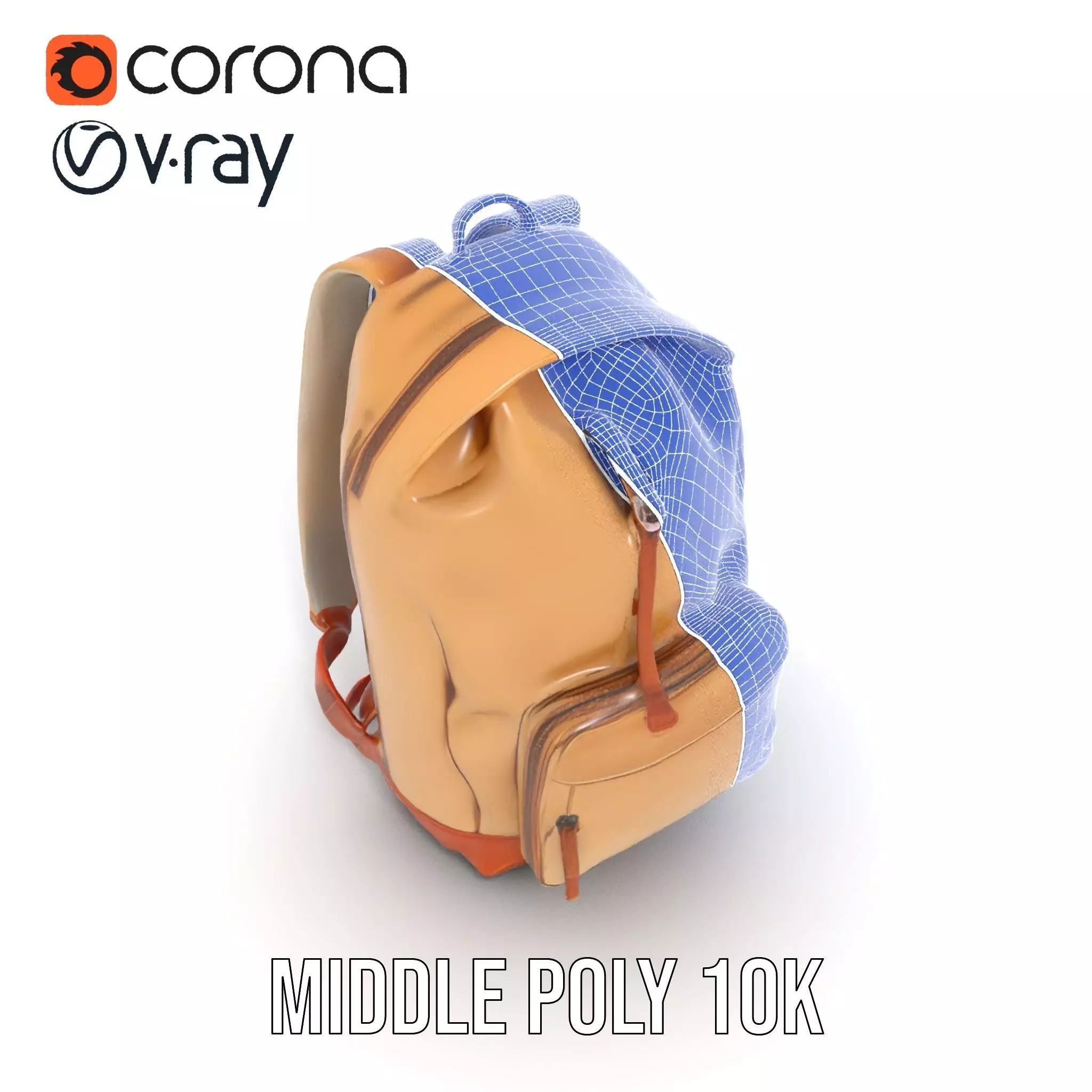 Tan Backpack model pack Low-poly 3D model_15
