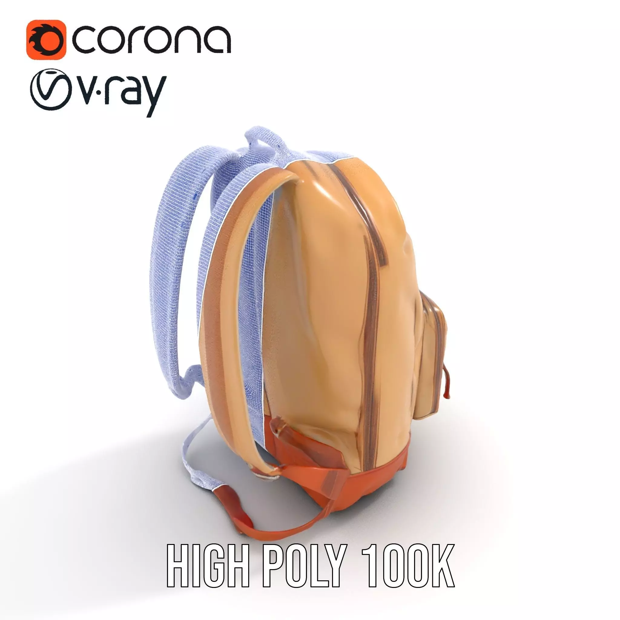 Tan Backpack model pack Low-poly 3D model_28