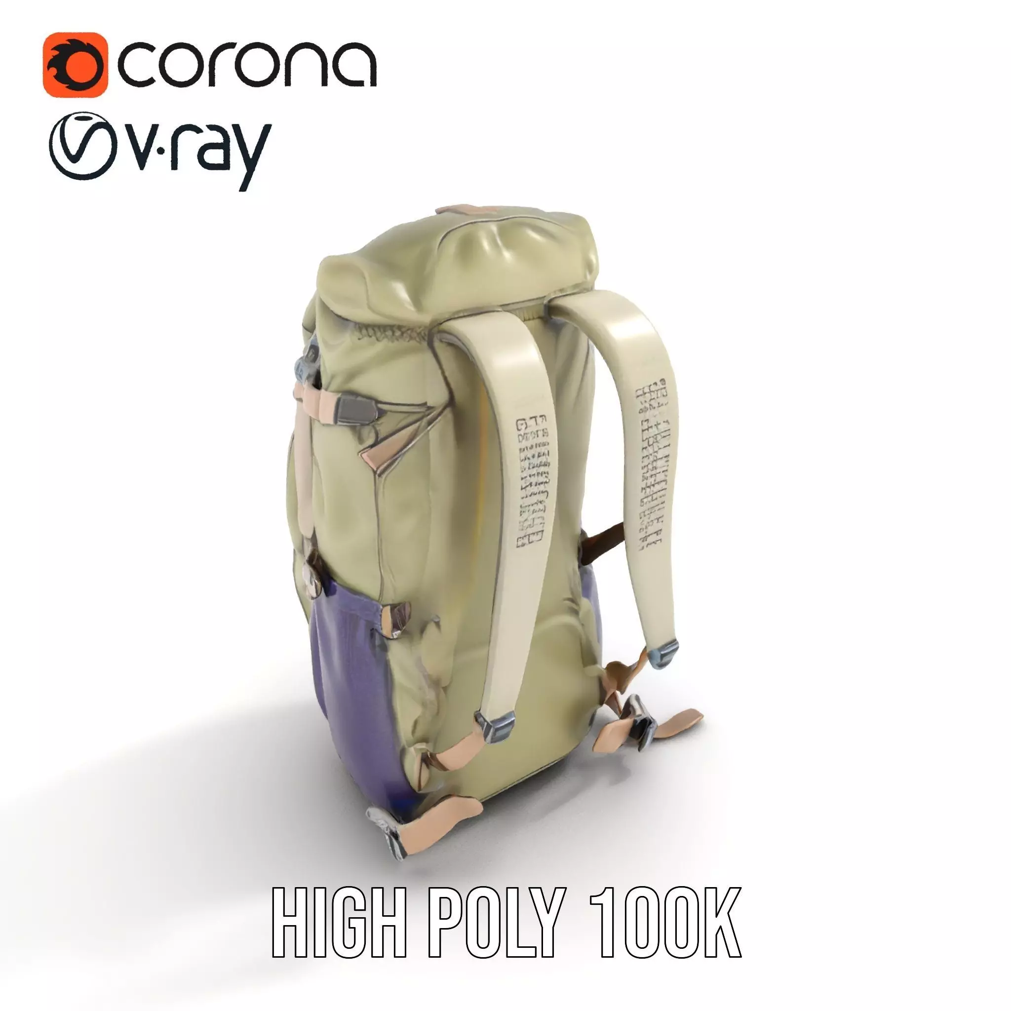 Adventure Green Backpack model pack Low-poly 3D model_16