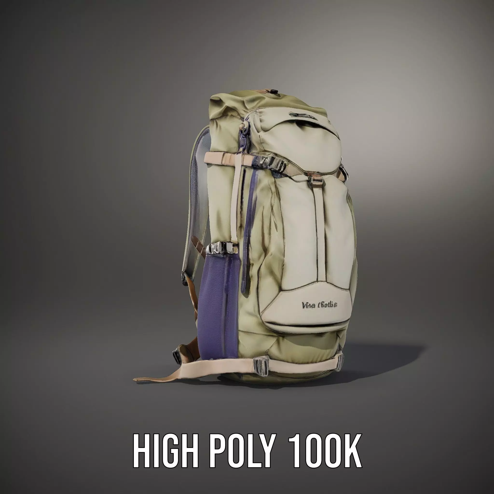 Adventure Green Backpack model pack Low-poly 3D model_11
