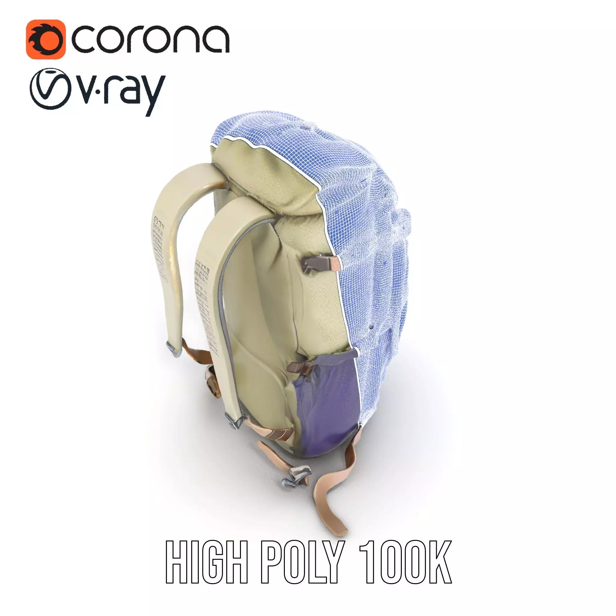 Adventure Green Backpack model pack Low-poly 3D model_33