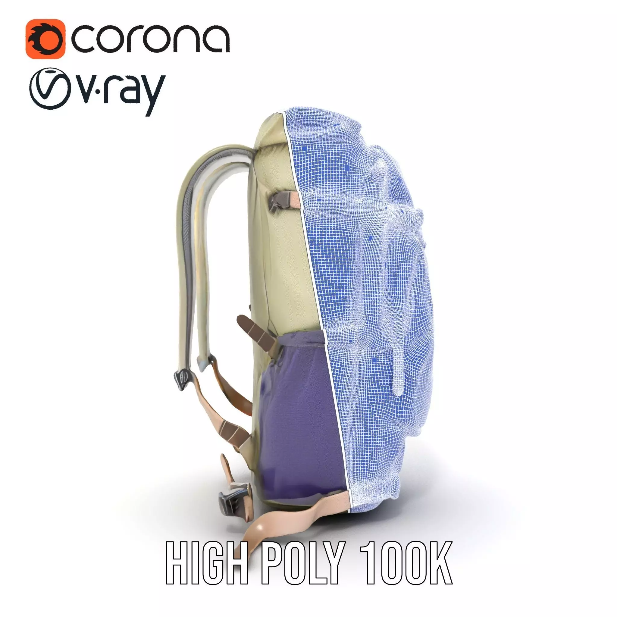 Adventure Green Backpack model pack Low-poly 3D model_30