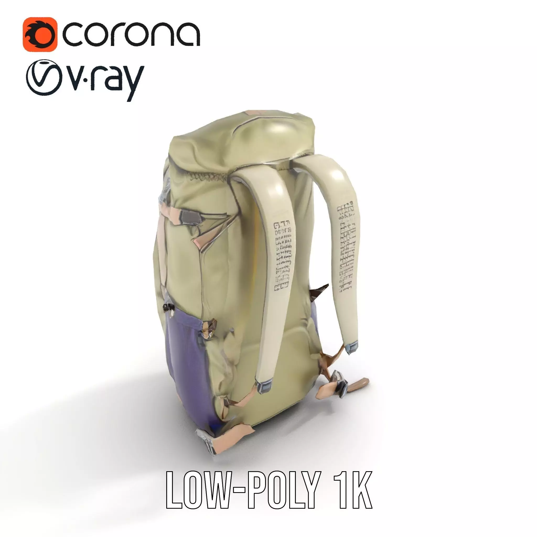 Adventure Green Backpack model pack Low-poly 3D model_15