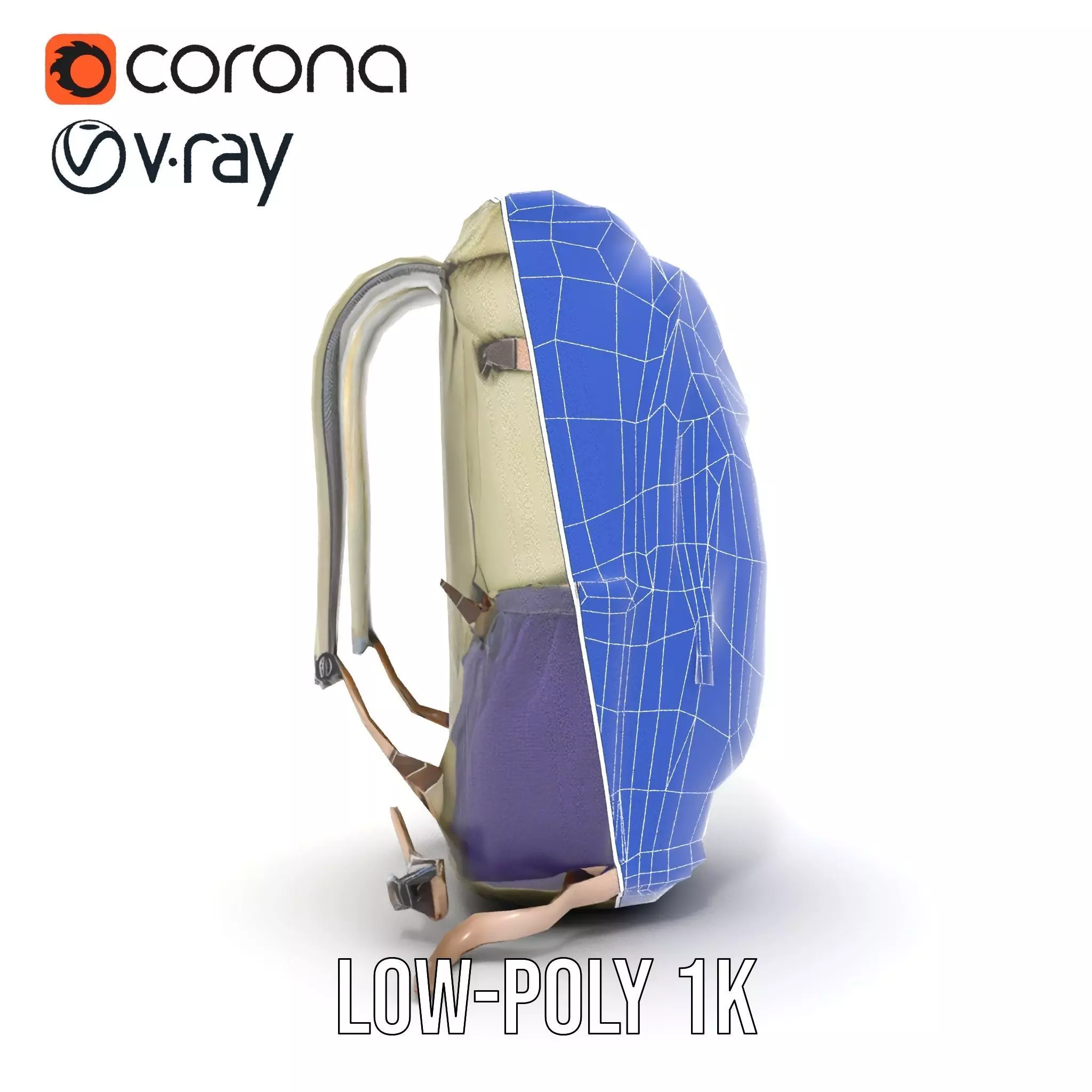 Adventure Green Backpack model pack Low-poly 3D model_26