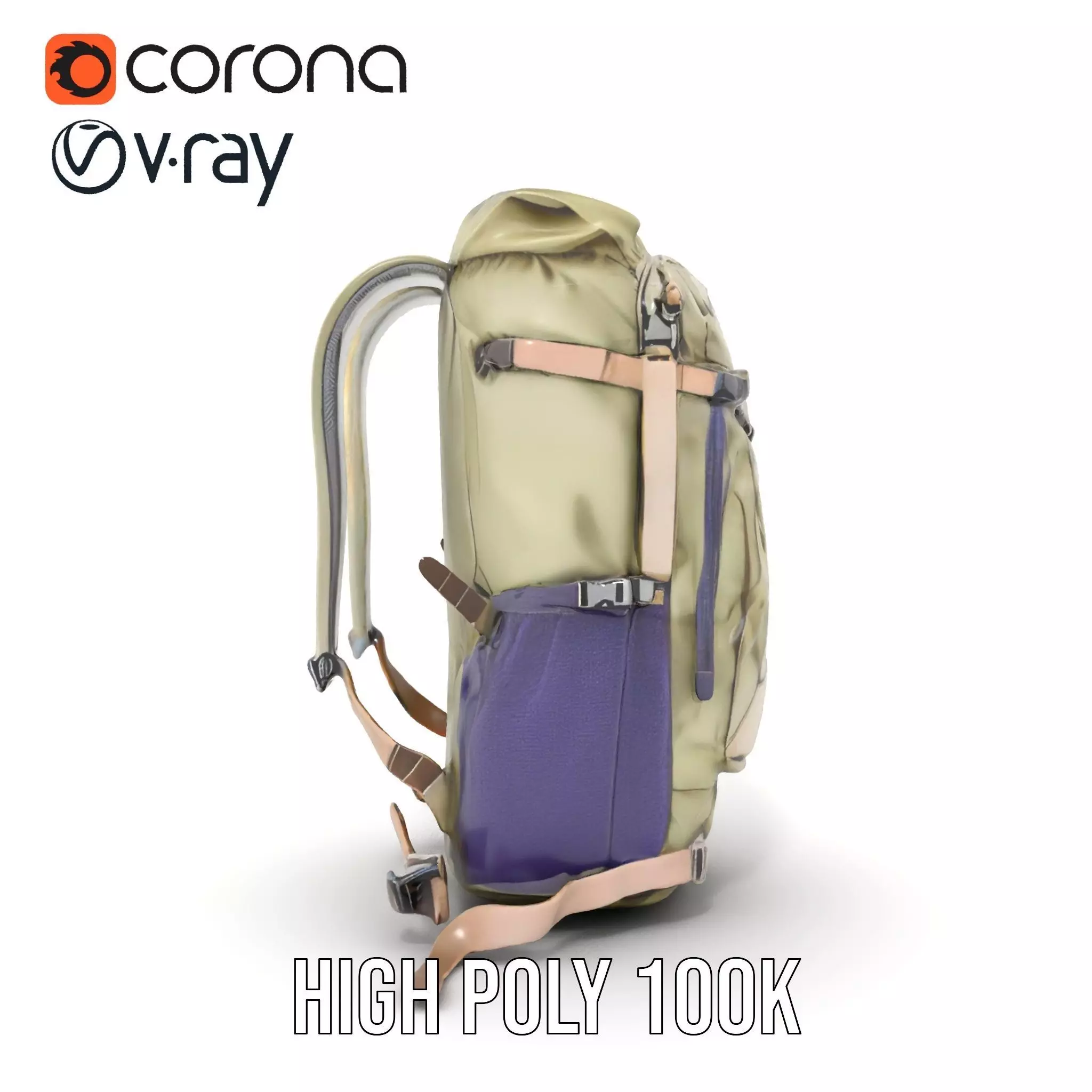 Adventure Green Backpack model pack Low-poly 3D model_34